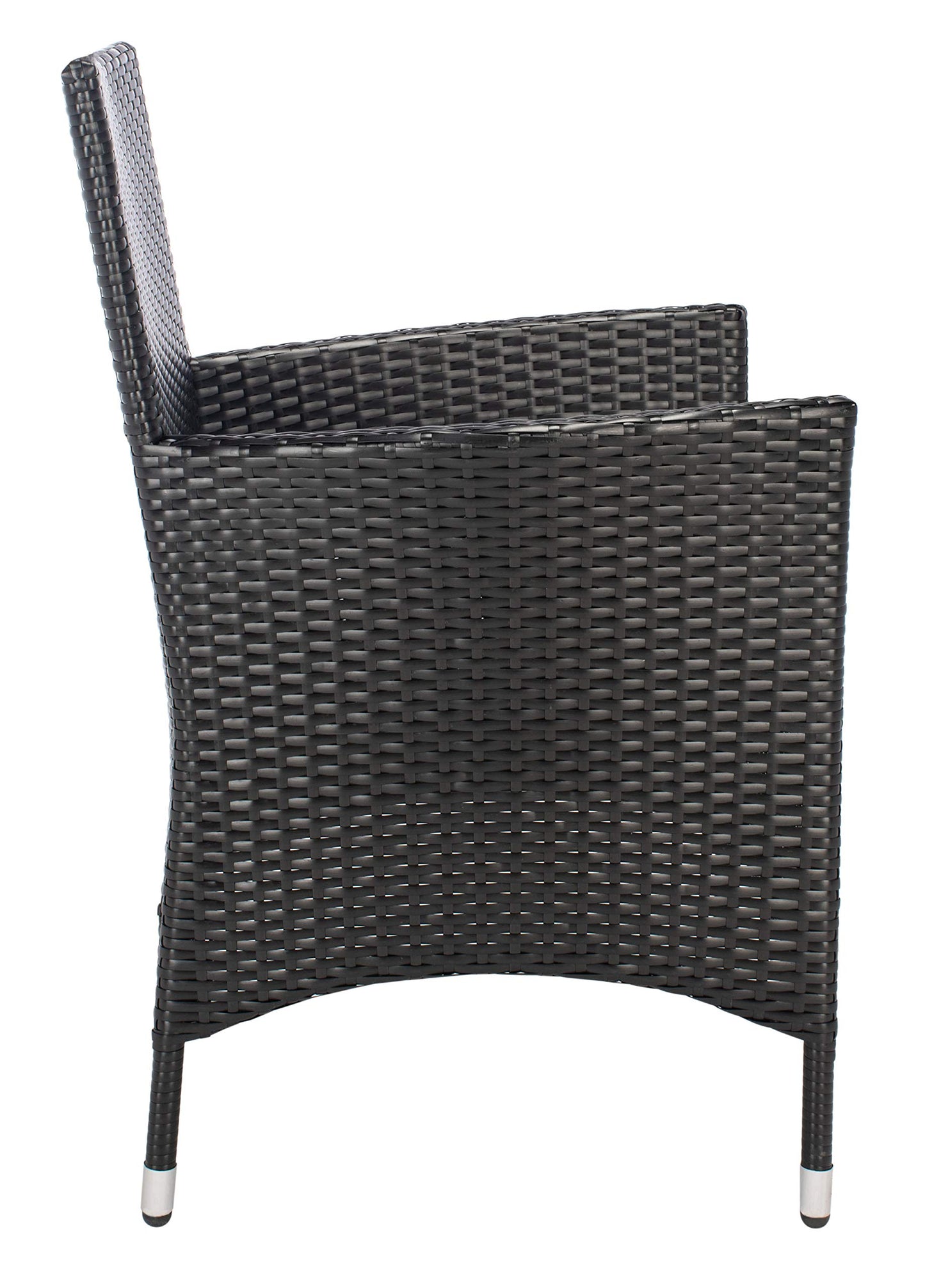 SAFAVIEH Outdoor - Hailee 9-Piece Dining Set - Black & White Faux Wicker & Steel Frame - Eight Chairs and Glass-Top Table - Ideal for Patio, Deck, Porch, Backyard (PAT7704A)