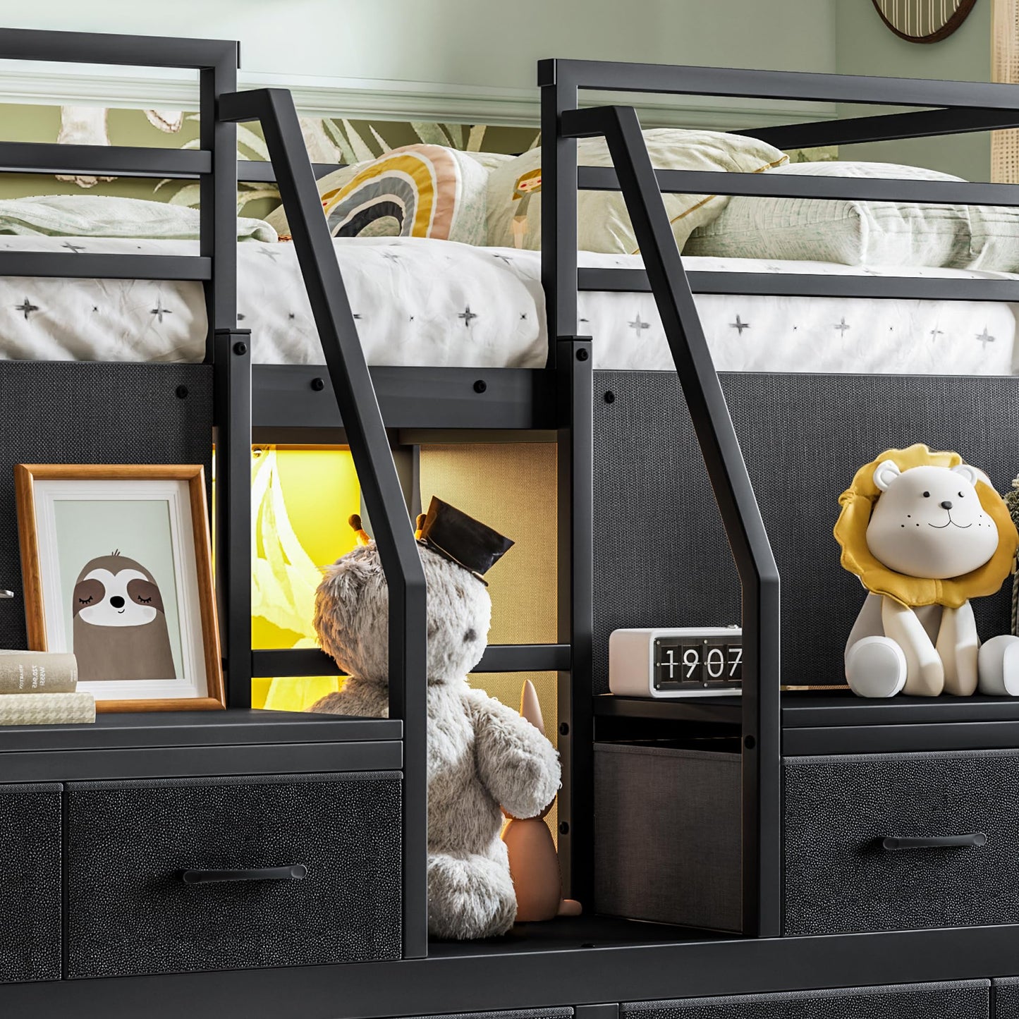 Bellemave Full Low Loft Bed,Metal Kids Loft Bed Frame for Boys Girls,Black