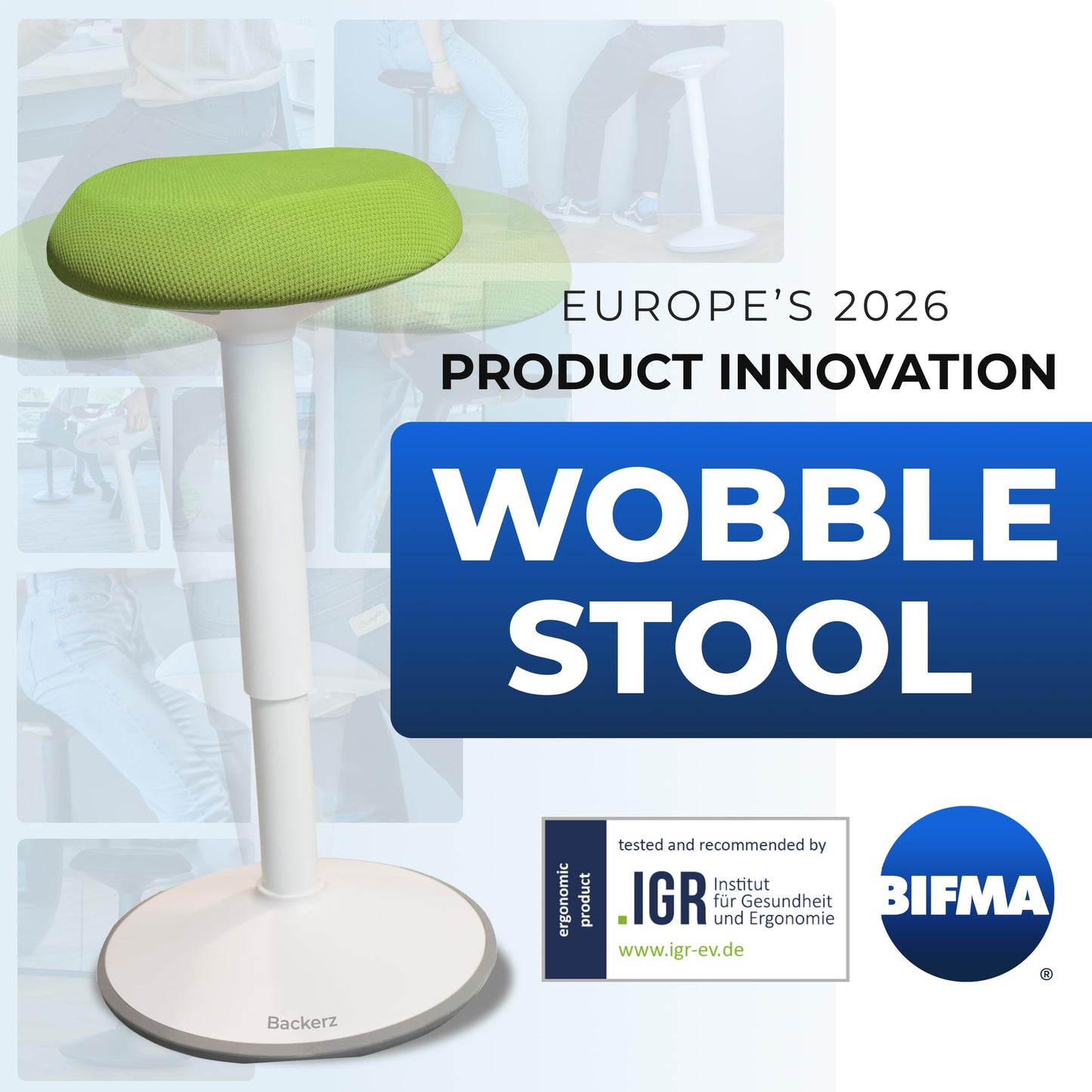 Standing Desk Stool Chair, Height Adjustable Stool 21-31 inch for Office and Classroom, Swivel seat, Anti-Slip Bottom Ergonomic Wobble Stool with Rocking Motion, Green
