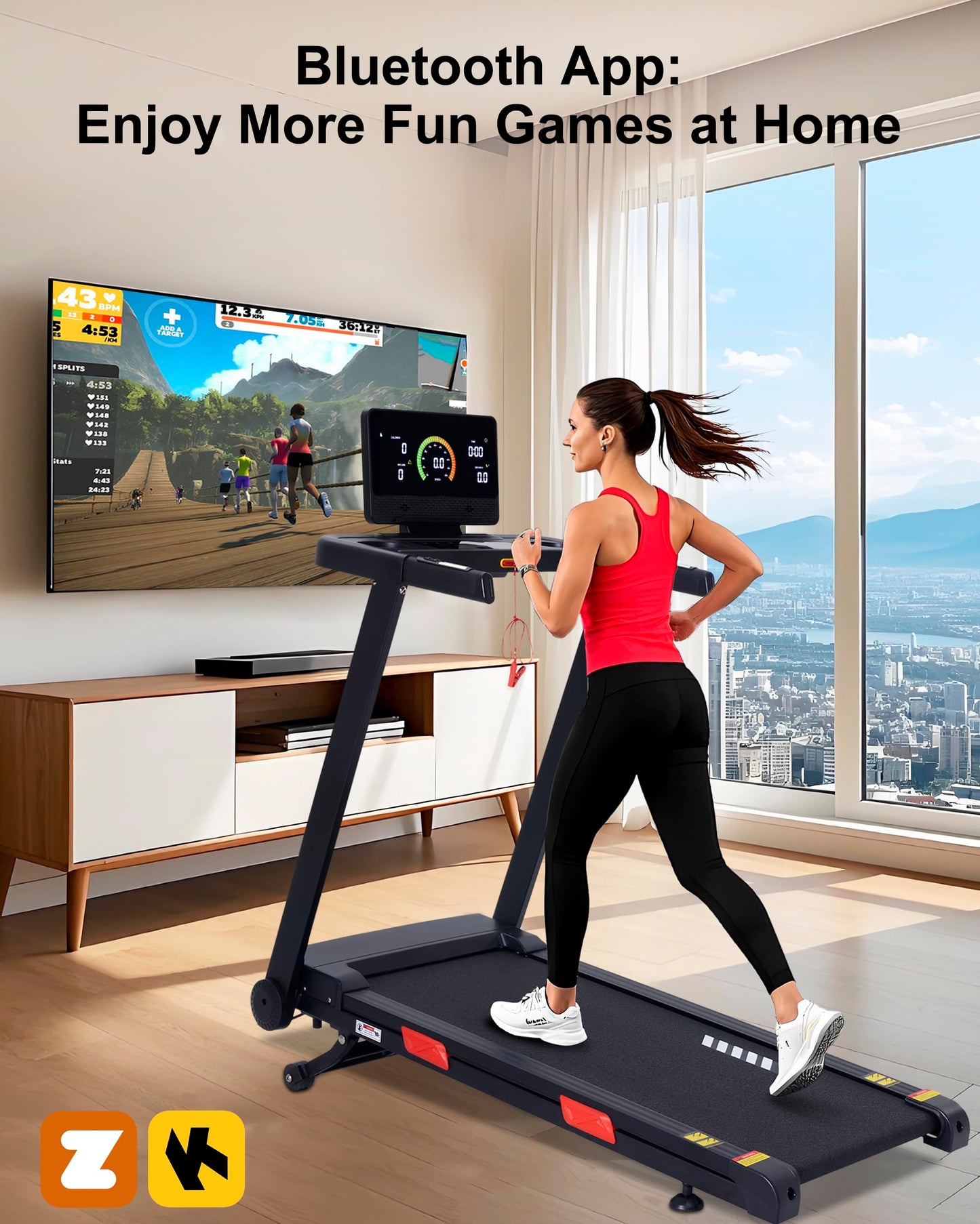 ATEEDGE Treadmill with Auto Incline, 20% Incline, 3.0HP, 10 MPH Running Machine, 18.5" Wide Belt, 350 lbs Capacity, Treadmill for Home with Bluetooth App