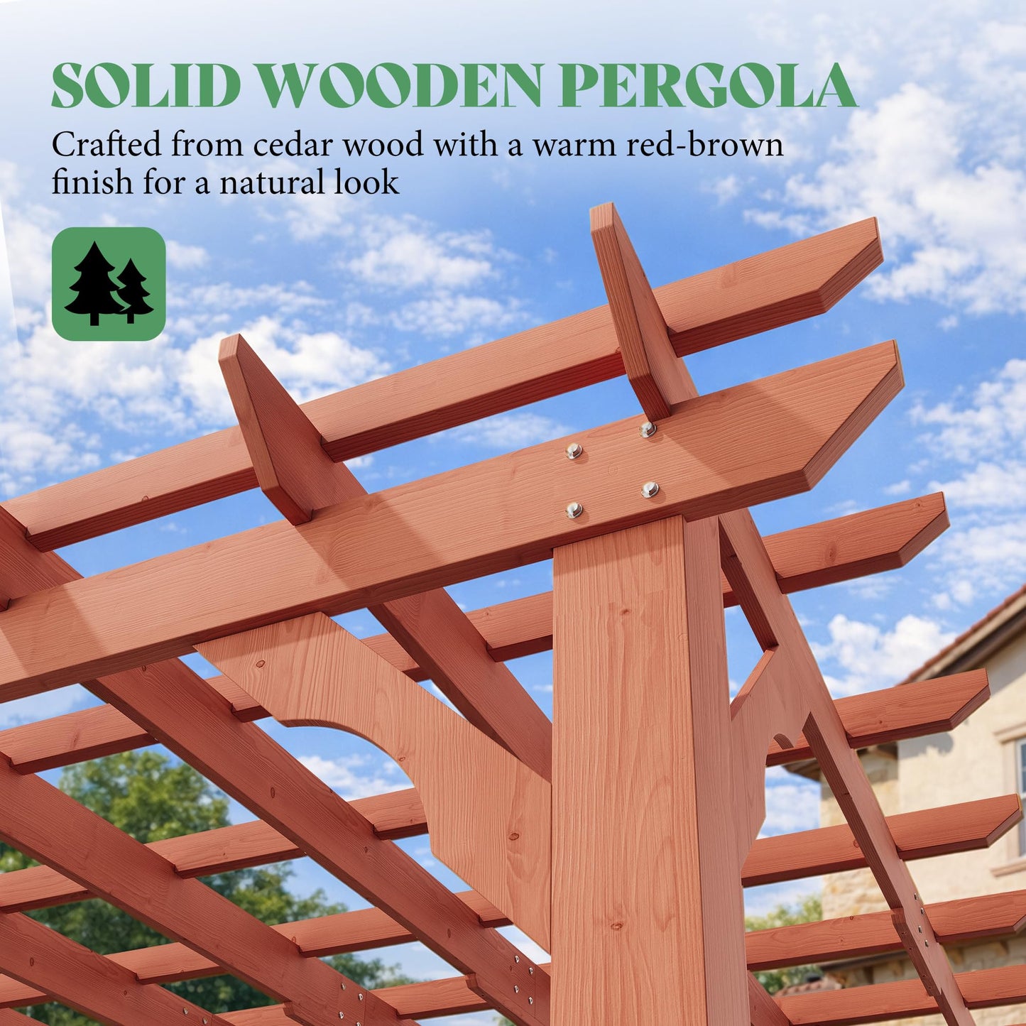 AMERLIFE 12x24 FT Outdoor Wooden Pergola, Large Wood Pergola for Backyard & Patio, Solid Cedar Wood Gazebo Structure with Flip Roof Design for Garden, Poolside & Outdoor Entertaining