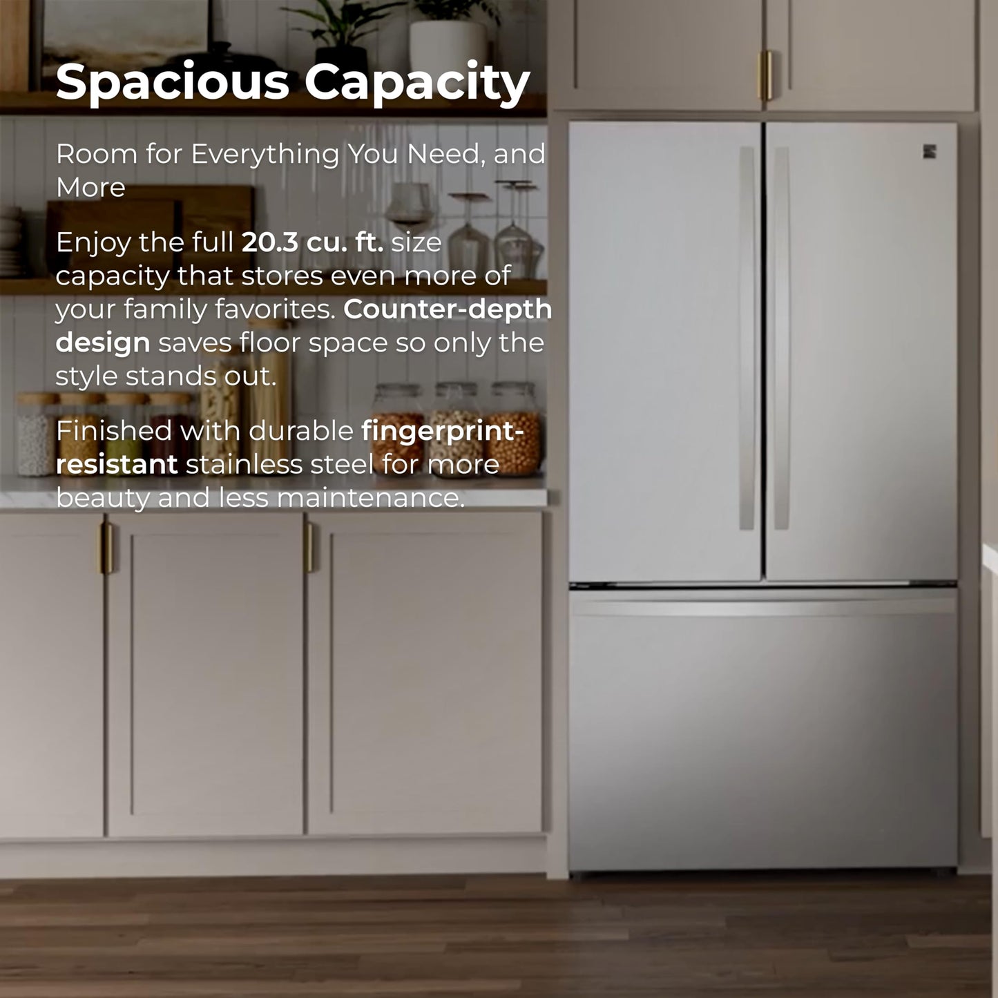 Kenmore 36" French Door Refrigerator with Freezer - Accela Chill, Adjustable Shelving, Humidity Controlled Crispers, ENERGY STAR Certified, 20.3 cu. ft. Capacity, Fingerprint Resistant Stainless Steel