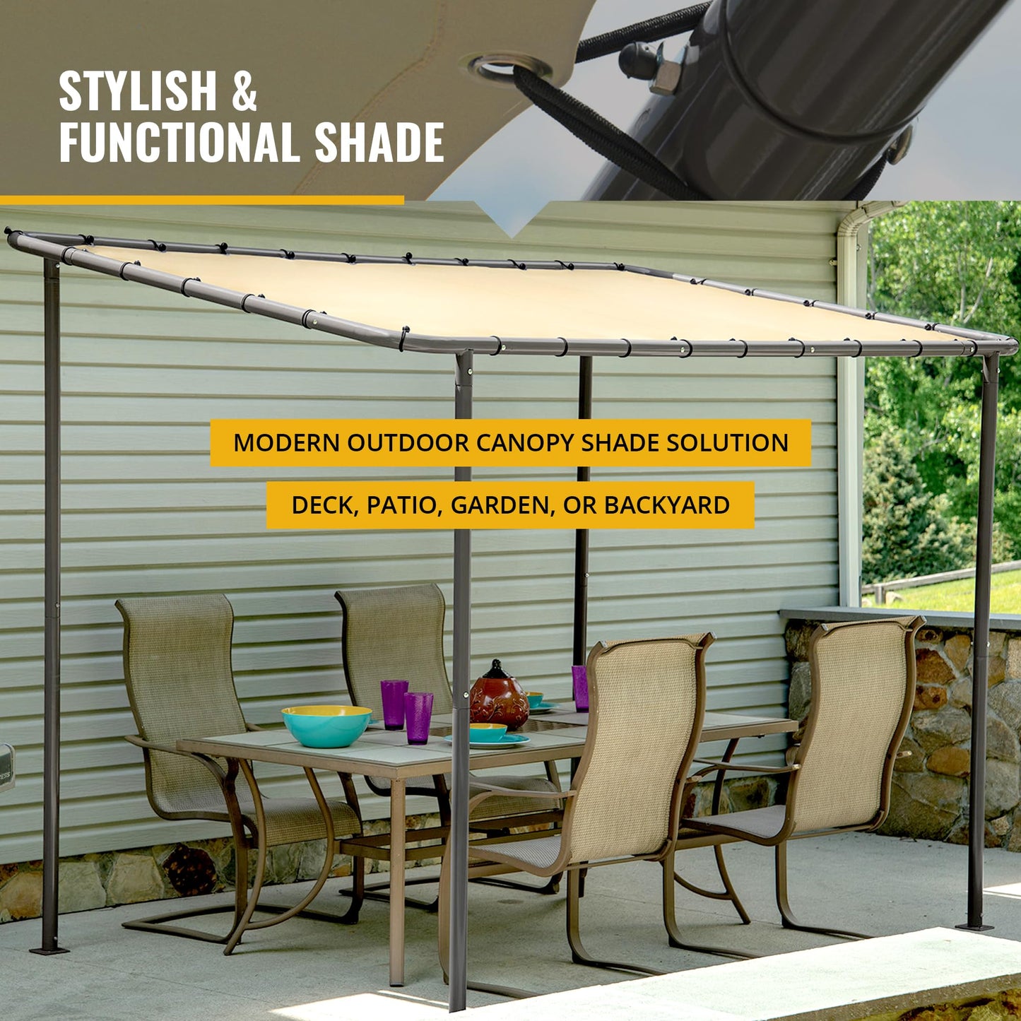 ShelterLogic 10' x 6' Solano Gazebo Canopy Charcoal Carbon Steel Frame and Water-Resistant and Sun Protection Tan Cover