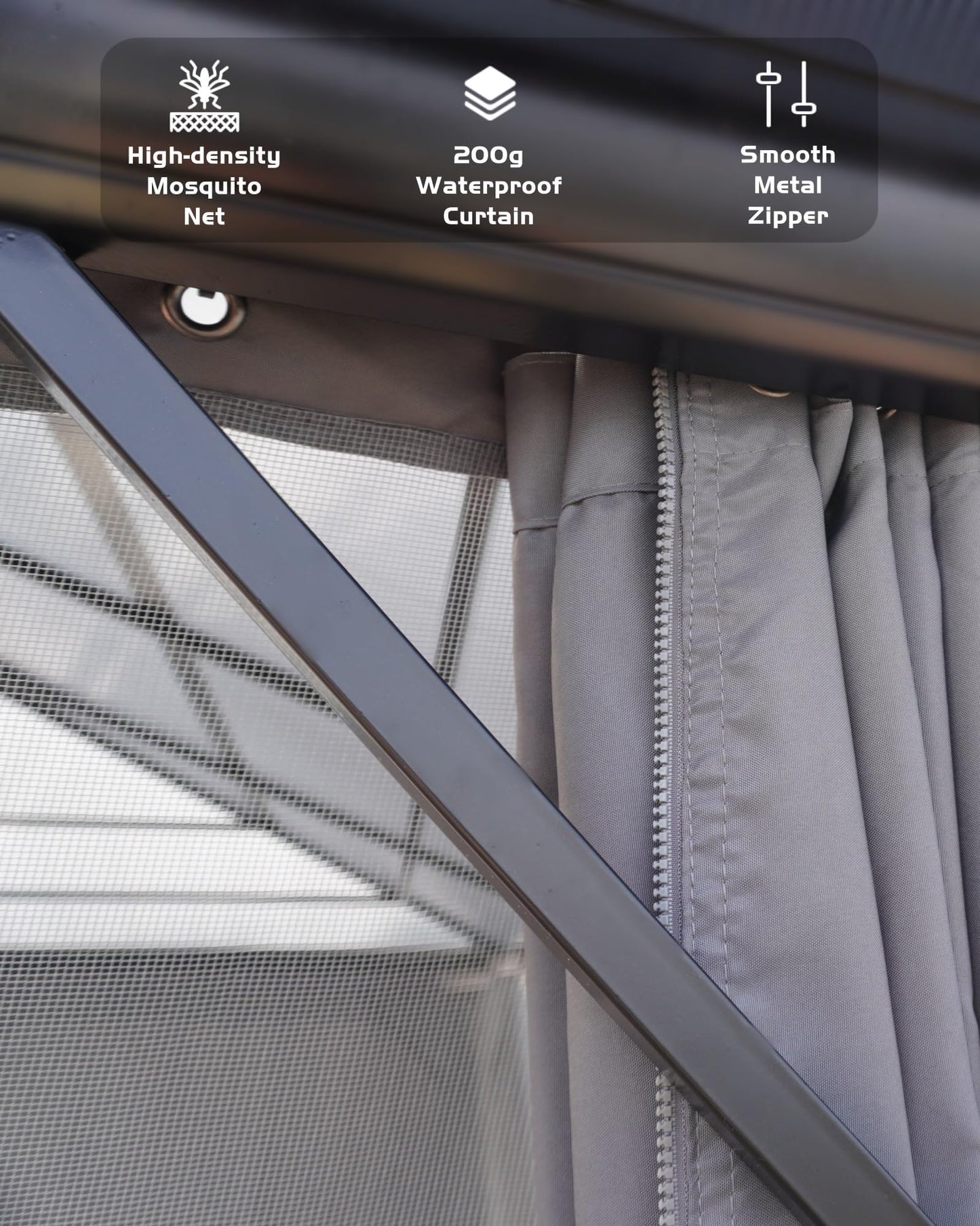 12' x 20' Permanent Hardtop Gazebo - Heavy Duty Aluminum Frame with Double Roof, Includes Curtains & Netting for Patio/Backyard/Garden (All-Weather)