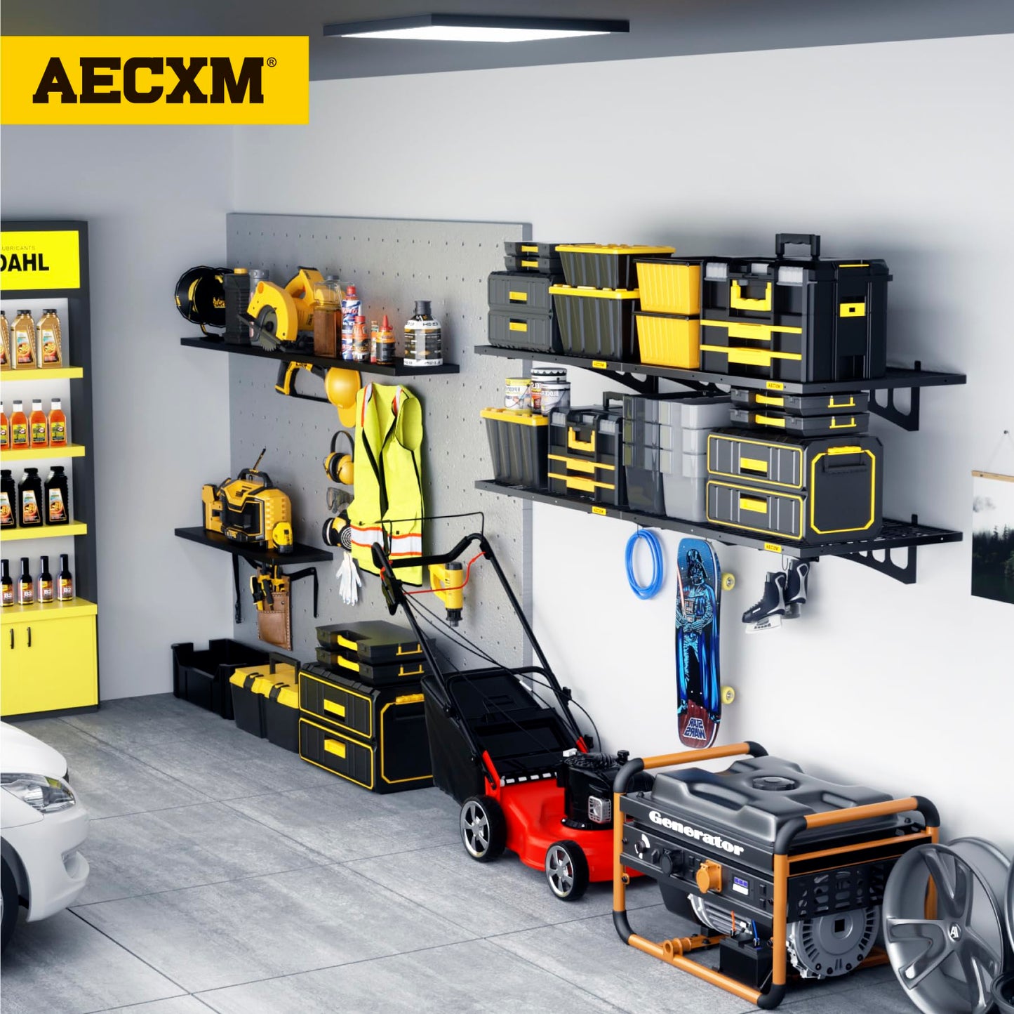 Aecxm 2x3ft 4Pack Wire Shelving Unit Heavy Duty Garage Storage Shelves Wall Mounted Black 1120lbs Load Capacity（24-inch-by-36-inch）