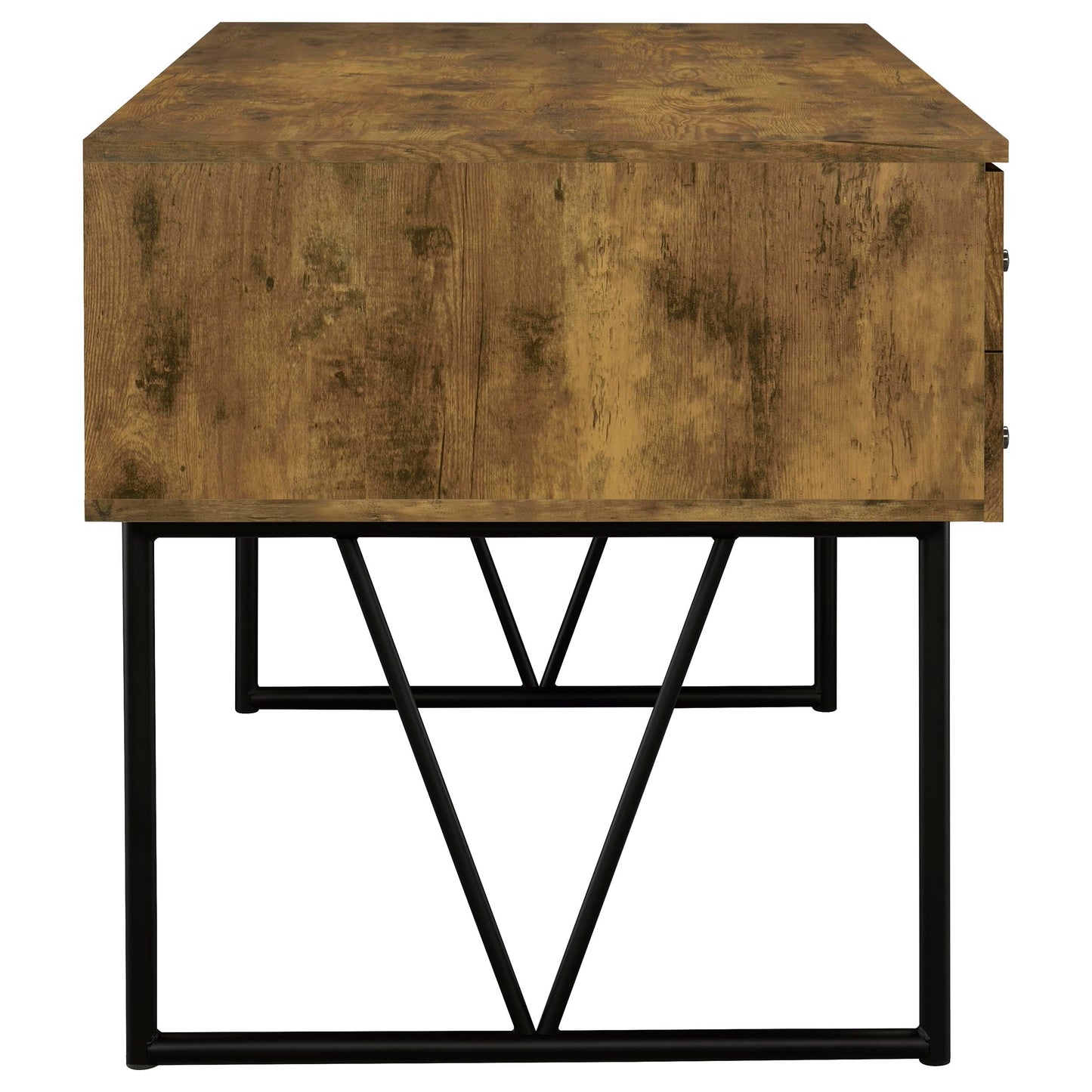 Coaster Home Furnishings Analiese Rustic 63-Inch 4-Drawer Home Office Computer Writing Desk Study Table with Storage Engineered Eco-Friendly Wood Look Laminate Sturdy Steel Base Rustic Nutmeg 800999