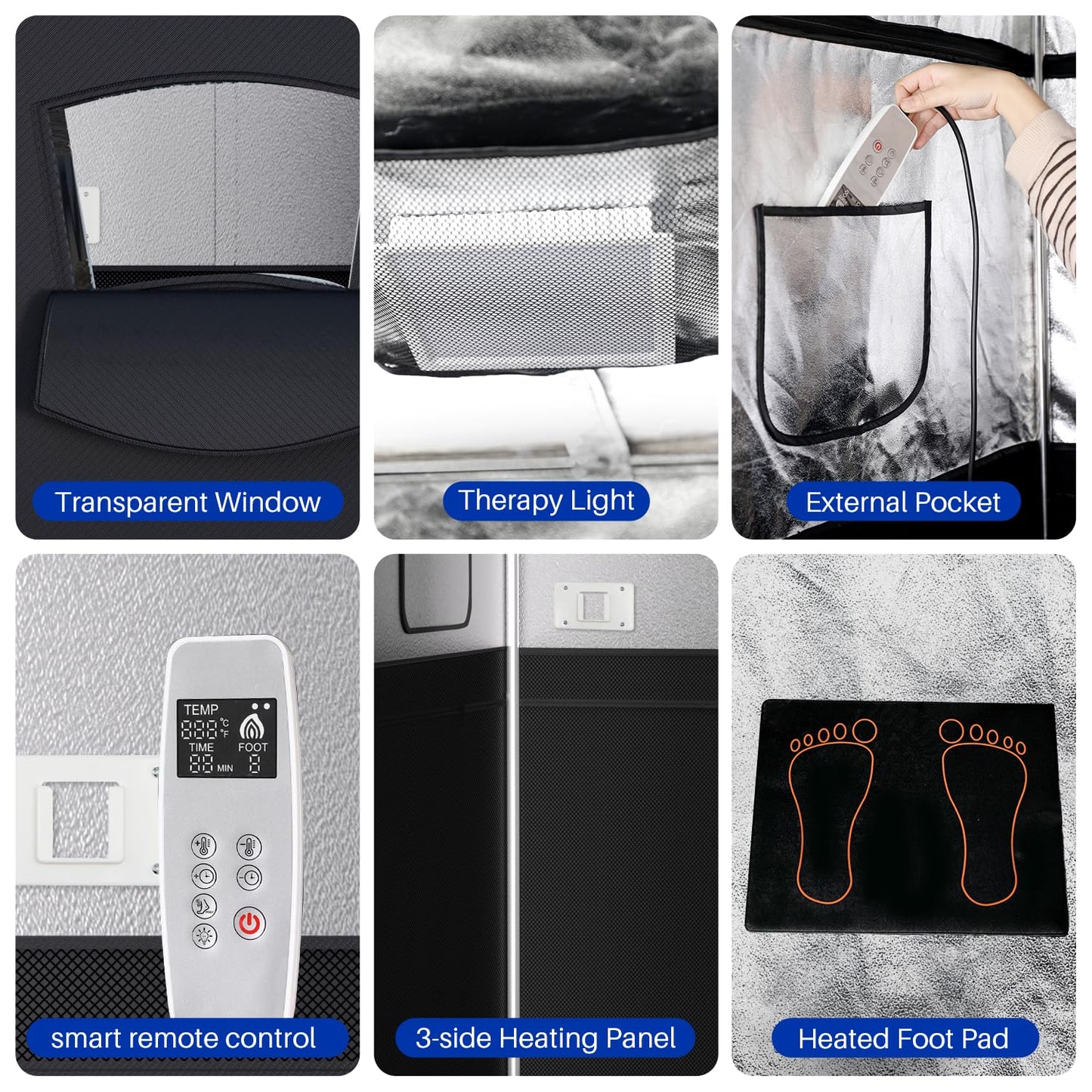 TOREAD Portable Infrared Sauna Room, Dry Sauna Tent for Detoxification and Relaxation with Red Light Therapy and Folding Chair, 9 Levels