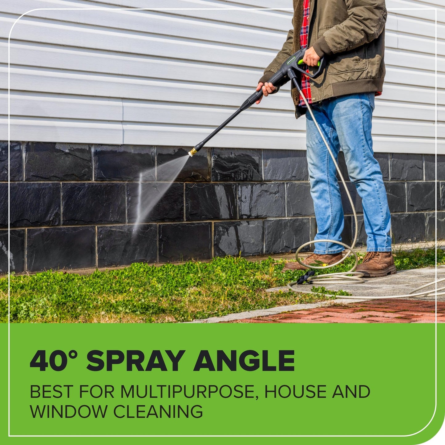 Greenworks 1900 PSI (1.2 GPM Max) Electric Pressure Washer (25°, 40°, Turbo Nozzle, Soap Applicator) Ideal for Cleaning Cars, Trucks, Boats, Outdoor Patio Furniture, Decks, and Windows