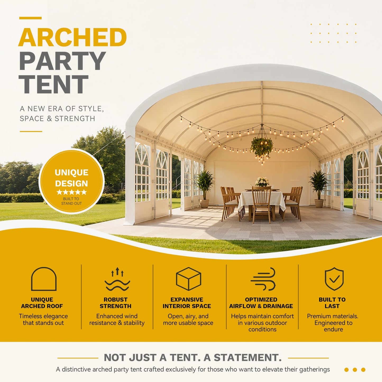 DWVO 20x40ft Arch Party Tent Outdoor Heavy Duty Wedding Event Shelters Galvanized Canopy with Upgraded Large Roof, 3 Storage Bags, Removable PVC Sidewalls, White