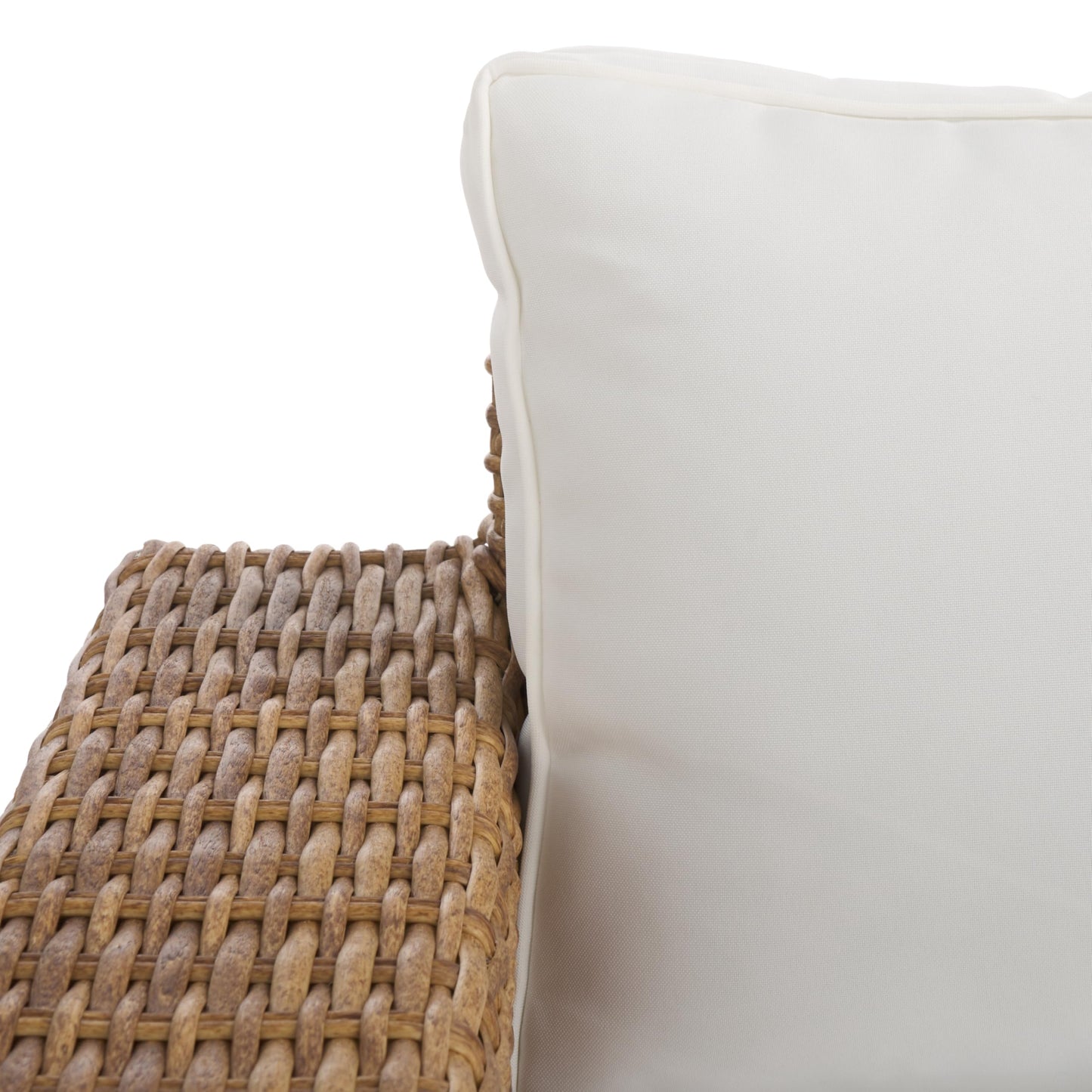 SAFAVIEH Couture Outdoor - Margarita Wicker Sofa - Brown & White - Performance Linen & Aluminum Frame - Ideal for Patio, Deck, Porch, Backyard, 94.5"W x 33.5"D x 27.2"H (CPT2102A)