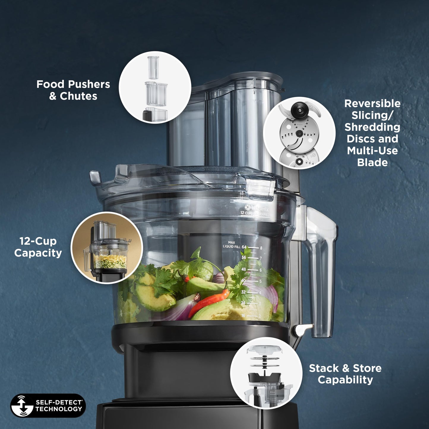 Vitamix Ascent X2 SmartPrep Kitchen System, Professional-Grade Blender, Stainless-Steel Blades, 12-Cup Food Processor Attachment, 48 Oz Blender Container, Black
