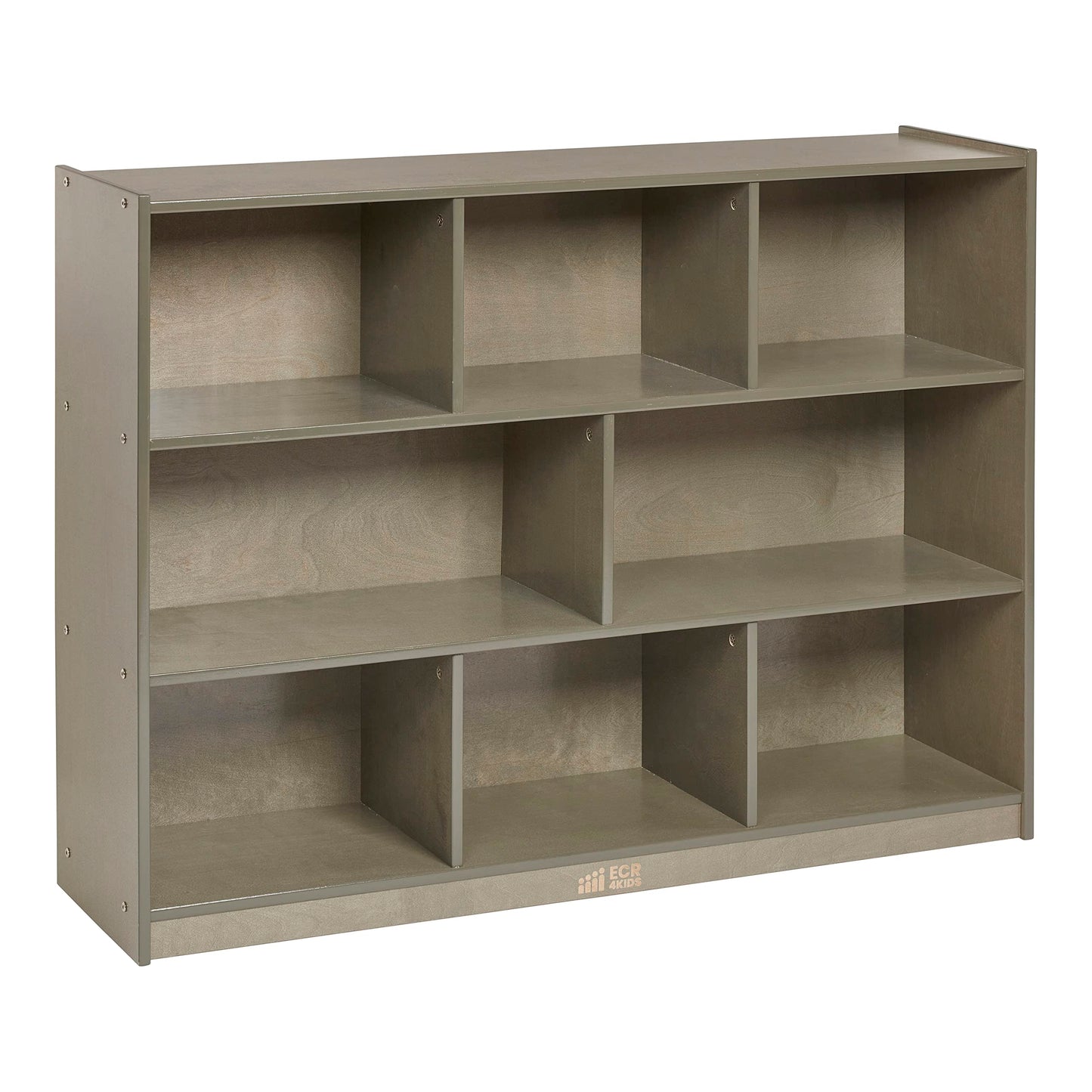 ECR4Kids 8-Compartment Mobile Storage Cabinet, Elementary, Classroom Furniture, Grey Wash