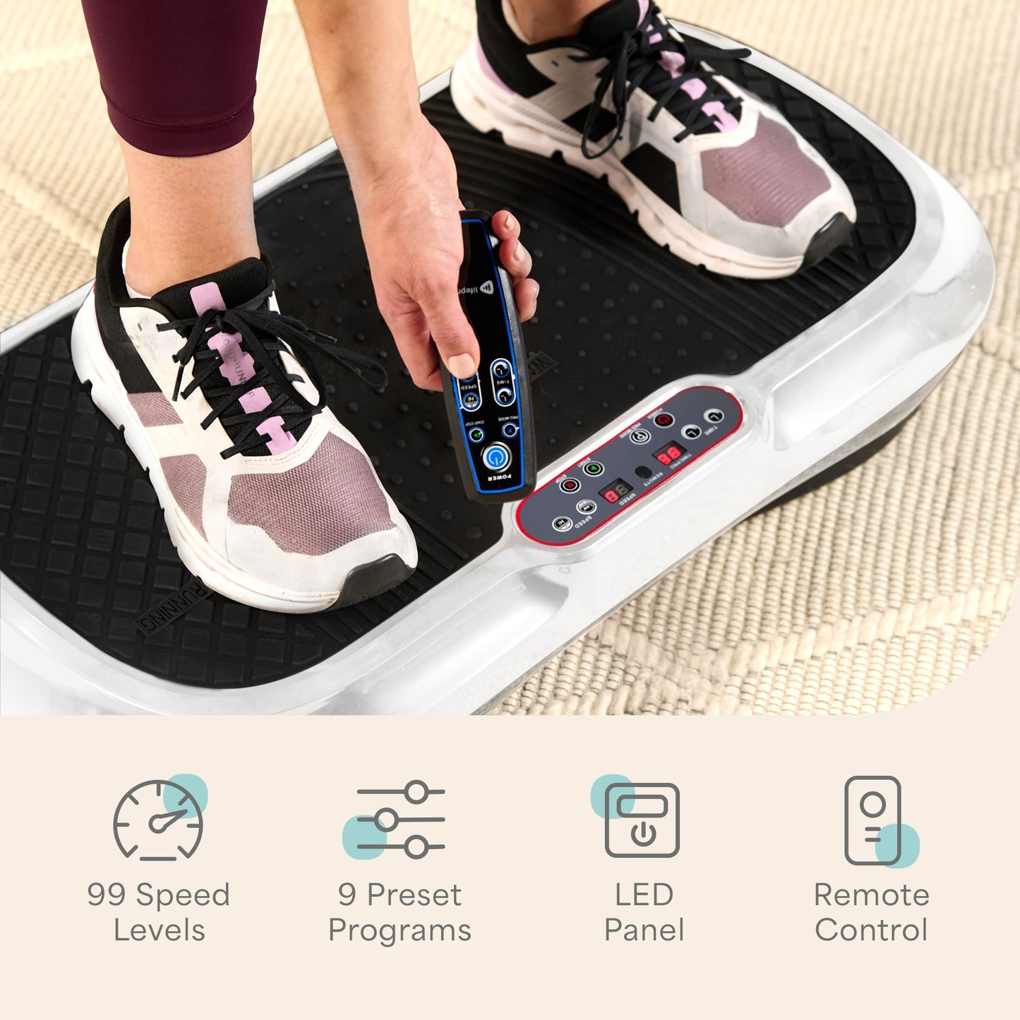 Lifepro Waver Vibration Plate Exercise Machine – High-Intensity Vibration Plate for Lymphatic Drainage – Full-Body Workout Vibrating Platform with Loop Bands – Fitness Equipment for Strength & Toning