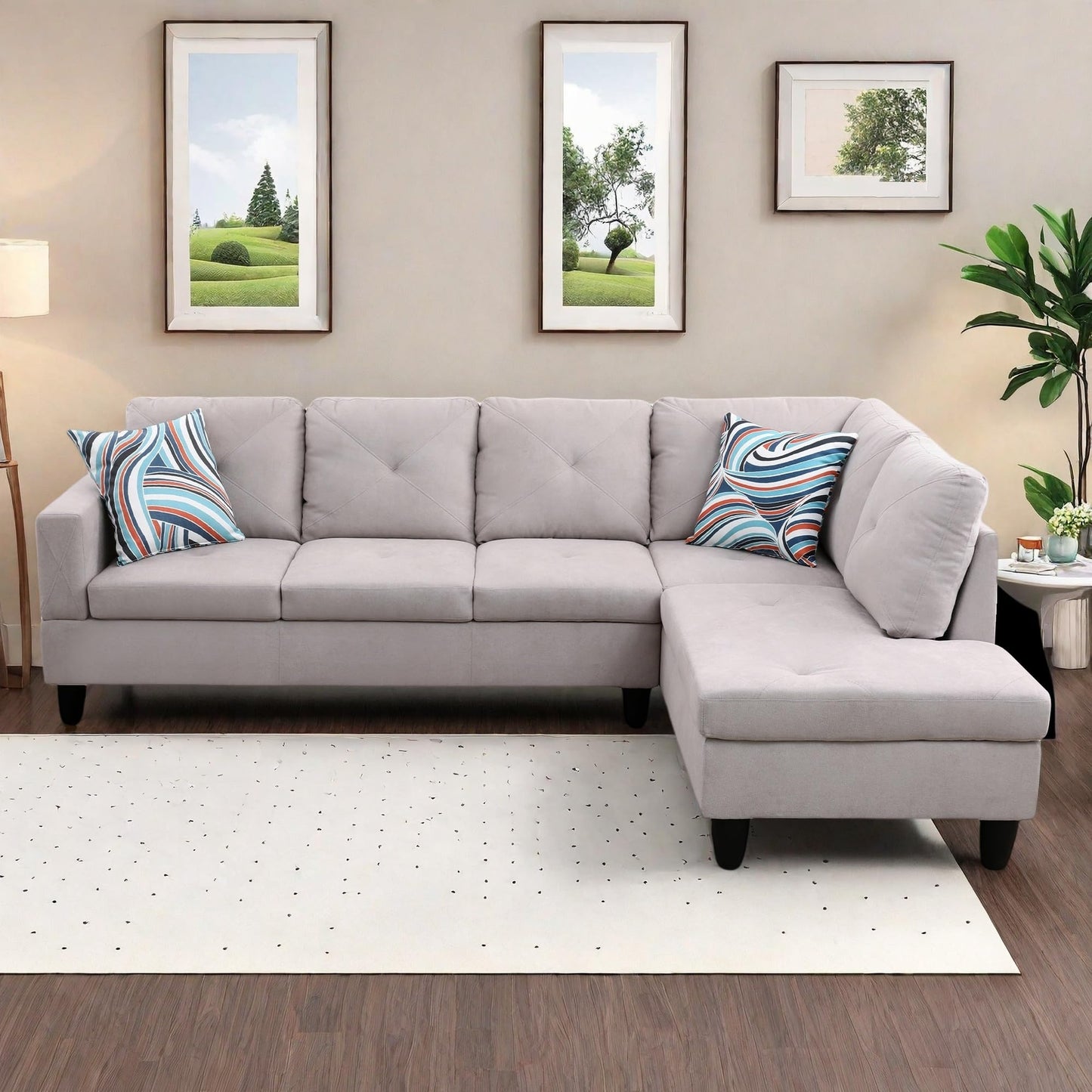 NicBex 97" L Shaped Couch Sectional Couches for Living Room, 2-Piece Modular Sofa with Movable Chaise & Deep Seat for Apartment, Bedroom, Office, Off-White