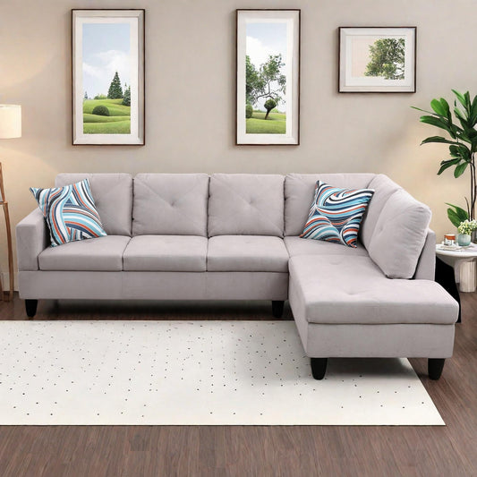 NicBex 97" L Shaped Couch Sectional Couches for Living Room, 2-Piece Modular Sofa with Movable Chaise & Deep Seat for Apartment, Bedroom, Office, Off-White