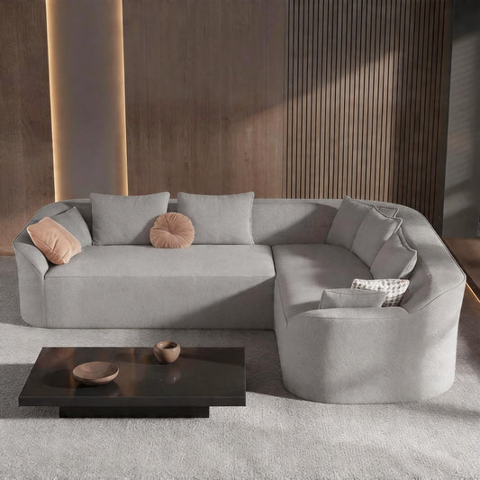Vesgantti Luxury Modern Curved Sectional Sofa, Oversized Chenille Cloud Couch for Living Room, Comfy L-Shaped Boneless Sofa with Extra Deep Seat, Tool-Free Assembly, Charcoal Gray