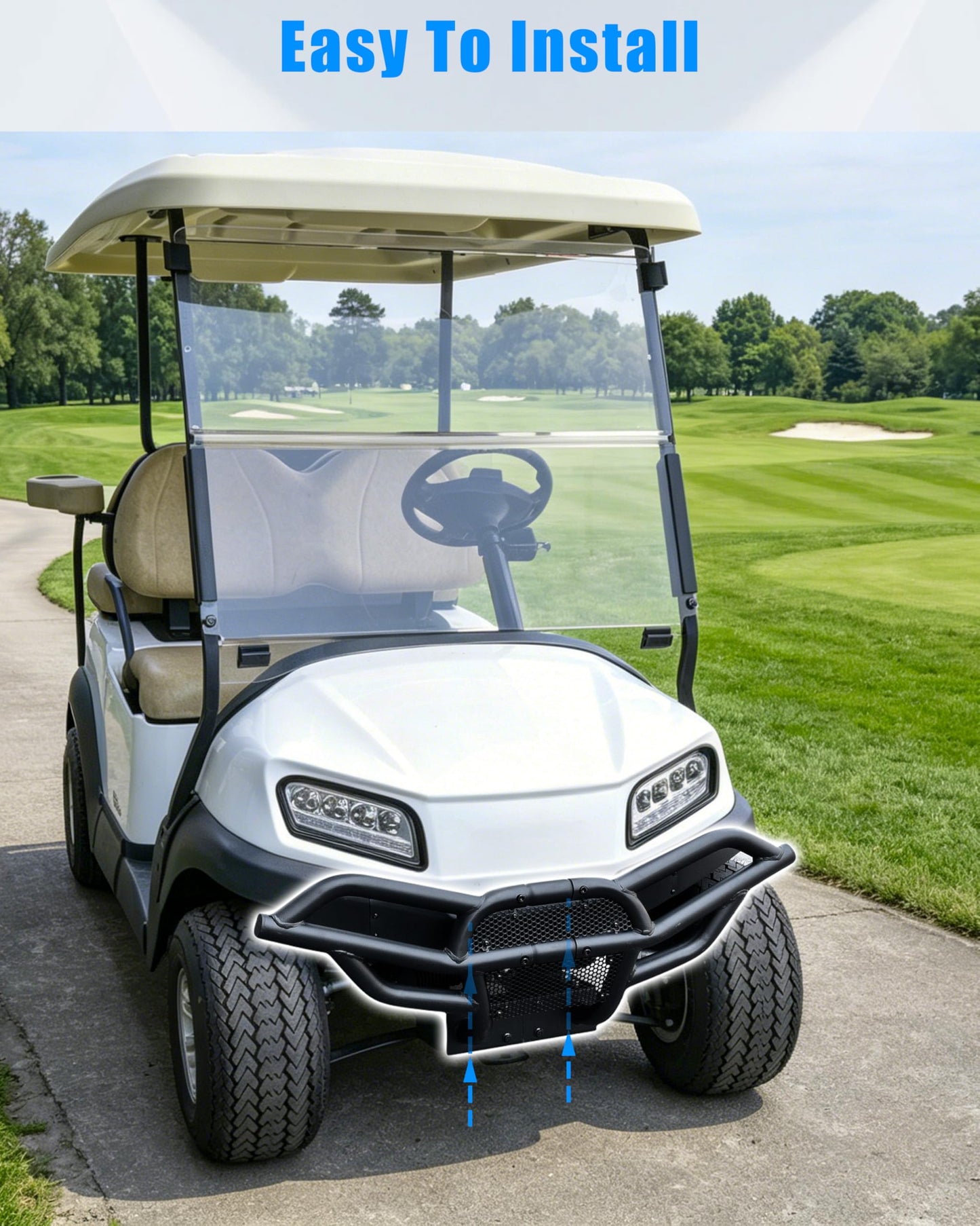 LDETXY Front Brush Guard for Club Car Tempo 2018+ Golf Cart, Combined Black Powder Coated Steel Bumper Protector for Club Car Tempo 2018-later Accessories