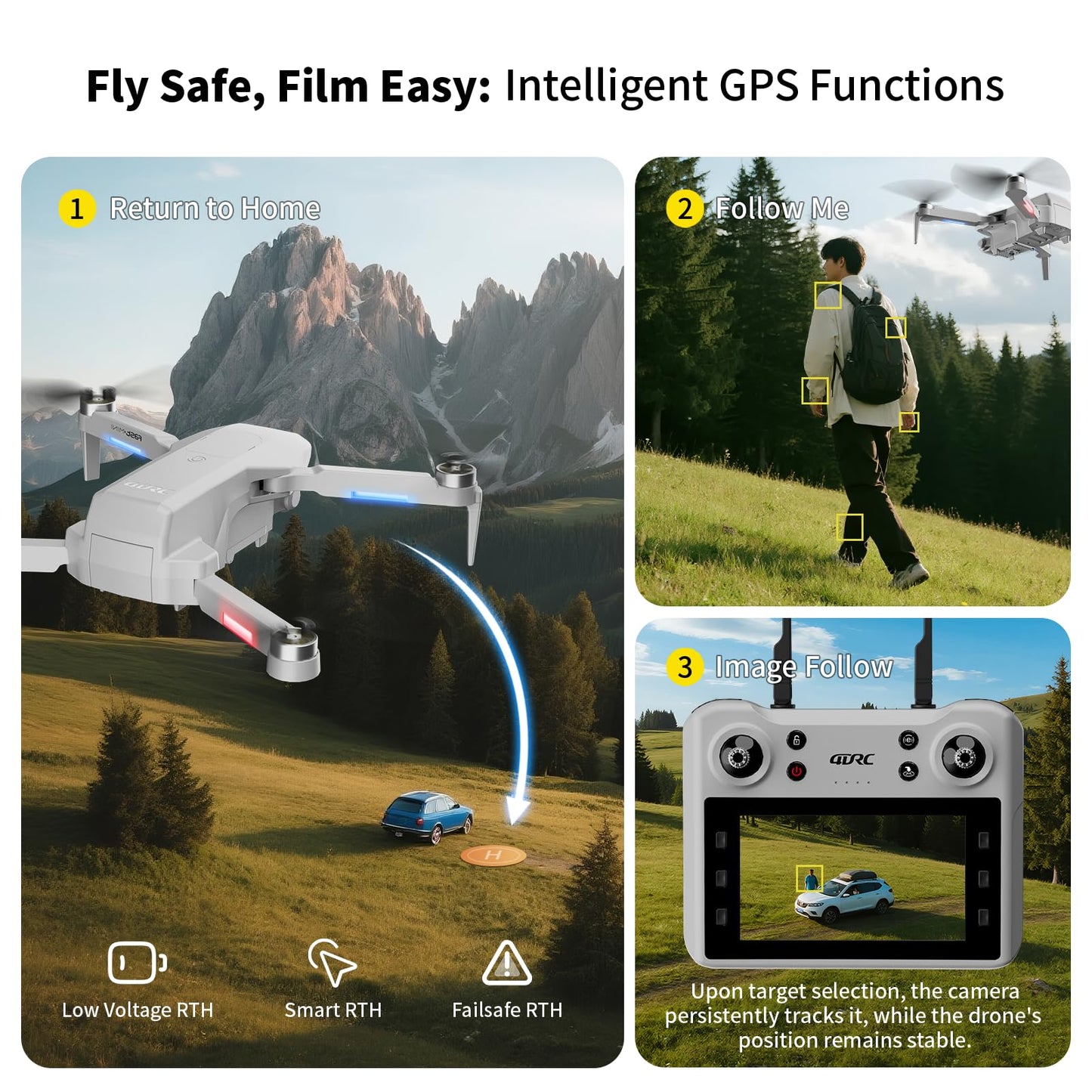 4DF8 GPS Drone with 4K HD Camera, White, 5GHz FPV Transmission, 4.5" LCD Screen on Controller,60 Min Flight Time, Brushless Motor, for Beginners,32GB memory card