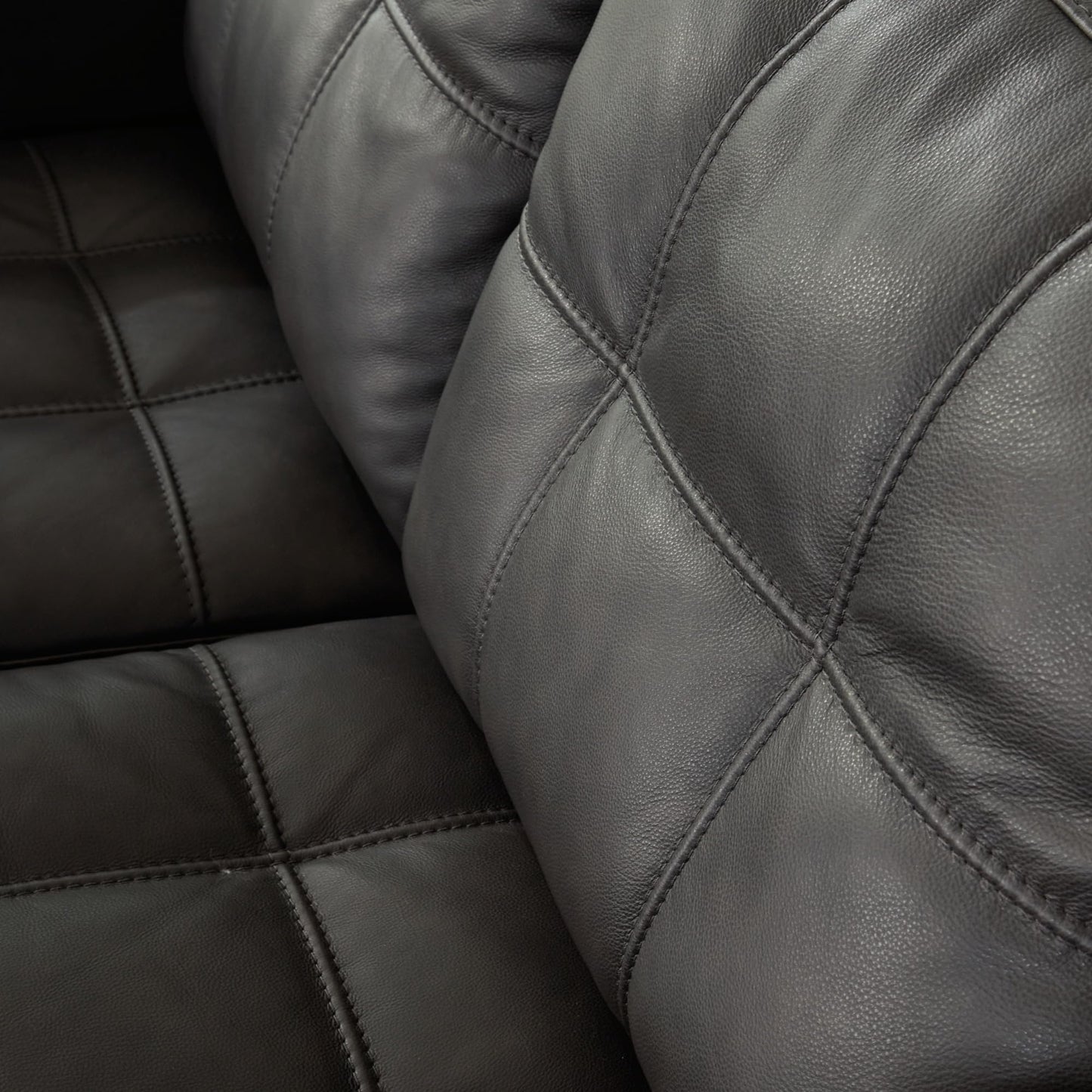 Signature Design by Ashley Luigi Modern Tufted Leather Match Loveseat, Black