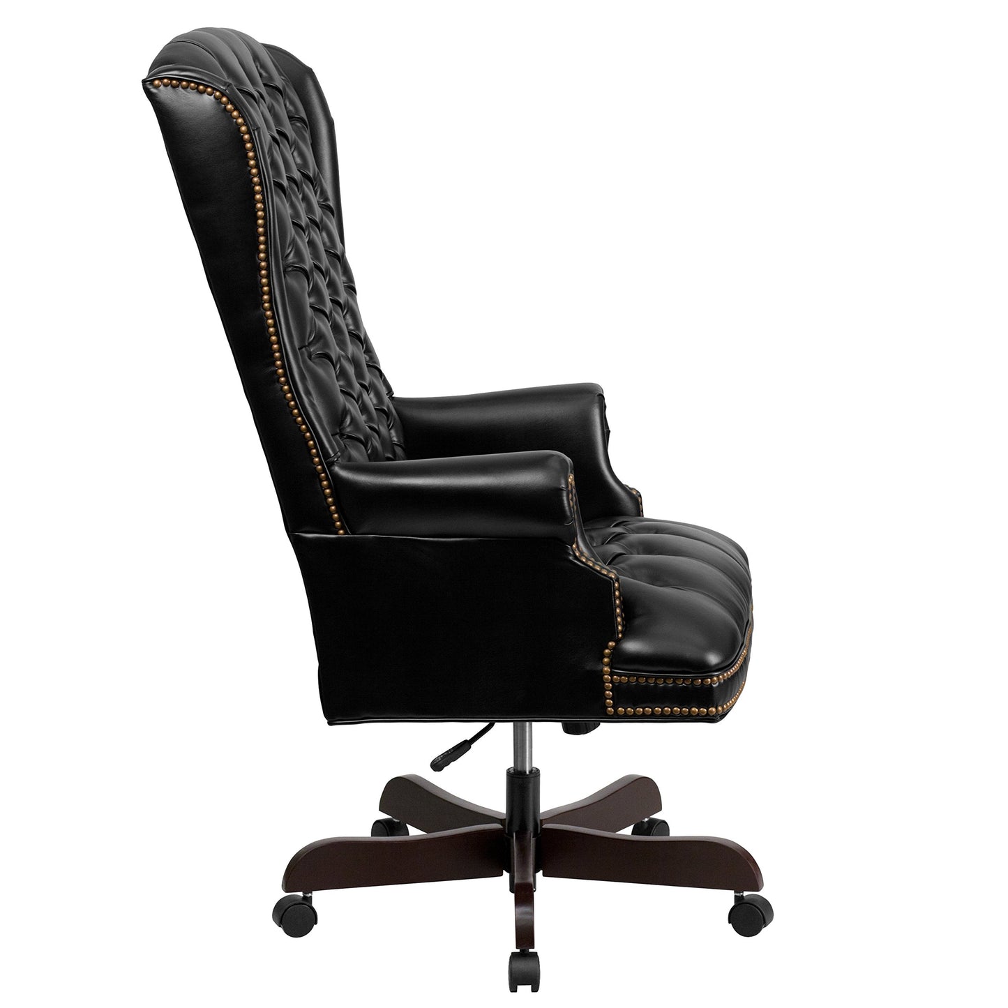 Flash Furniture High Back Traditional Fully Tufted Black LeatherSoft Executive Swivel Ergonomic Office Chair with Arms