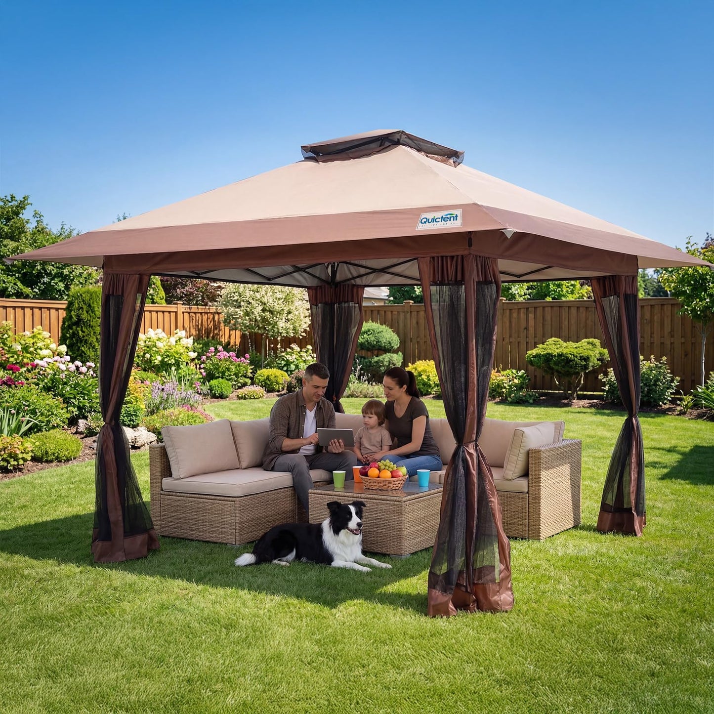 Quictent 13'x13' Pop up Gazebo Canopy Tent, One Person Set up Portable Instant Folding Shelter, Outdoor Canopy Tent with Extra Shade for Backyard, Patio, Party