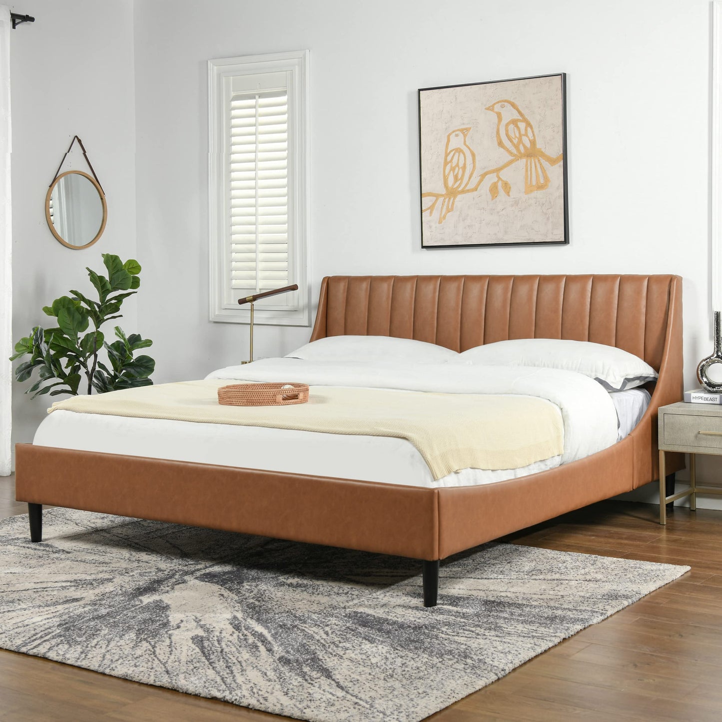Sandy Wilson Home Marlowe Vertical Tufted Headboard Platform Bed Set