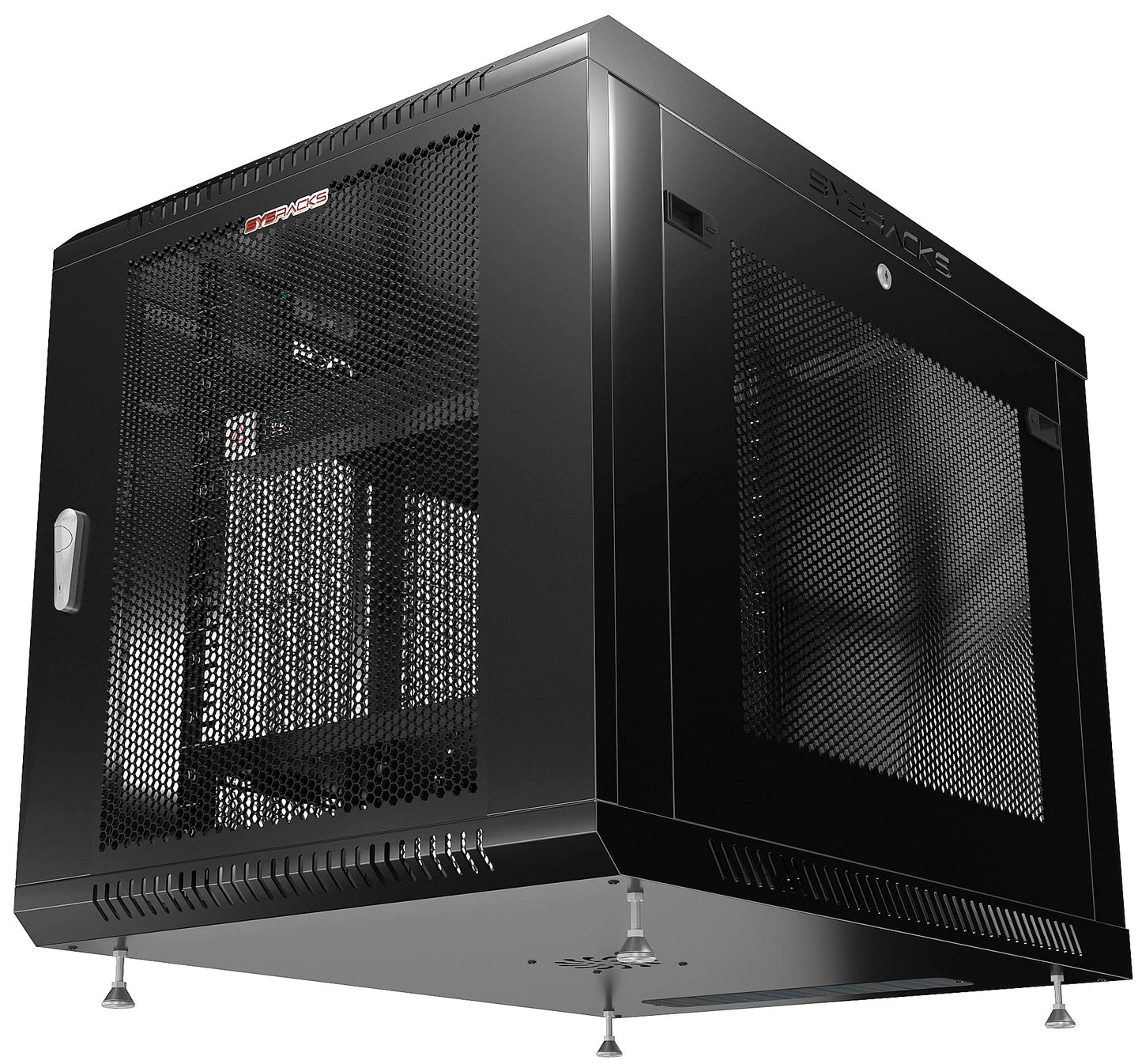 Sysracks 12U MESH Wall Rack Mount Server 35" Deep Network Cabinet, Server Rack with Fan, Removable Side Panels, Locking Glass Door 19" Computer Cabinet Enclosure Network Rack Case 12.900