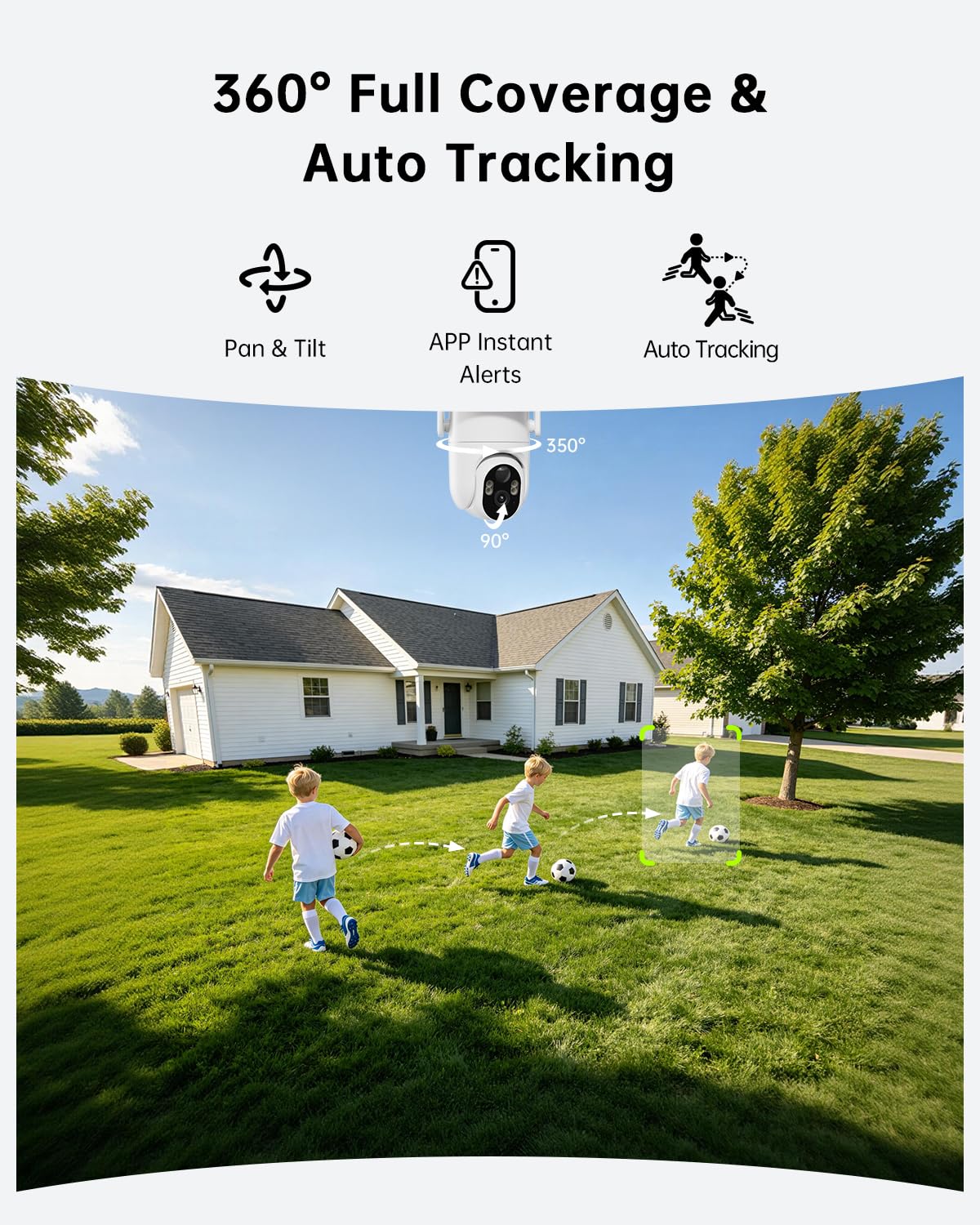 ELYSOO 4K Security Cameras Wireless Outdoor, No Subscription, Solar Camera for Home Security System, Encrypted Local Storage, 360° PTZ with Auto Tracking, Color Night Vision, 4-Cam Kit