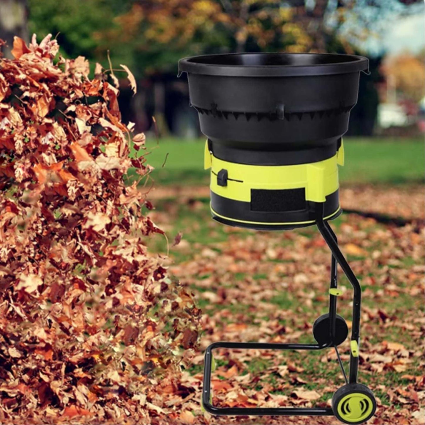 AGFKXO Leaf Mulcher, Electric Leaf Mulcher Cordless 8000 RPM, Leaf Shredder 17:1 Leaf Shredder Rate,Leaves Collector Adjustable Leaf Shredding Size, for Lawn and Garden,Power Cord×30m