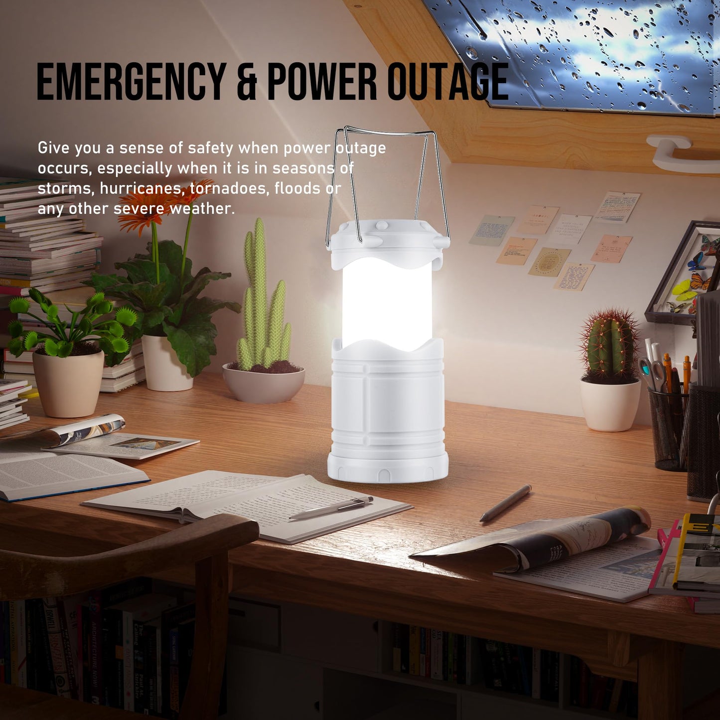 Lichamp LED Camping Lantern, 4 Pack, Portable, Battery Powered, Glow-in-the-Dark, Model CLS-B004LW