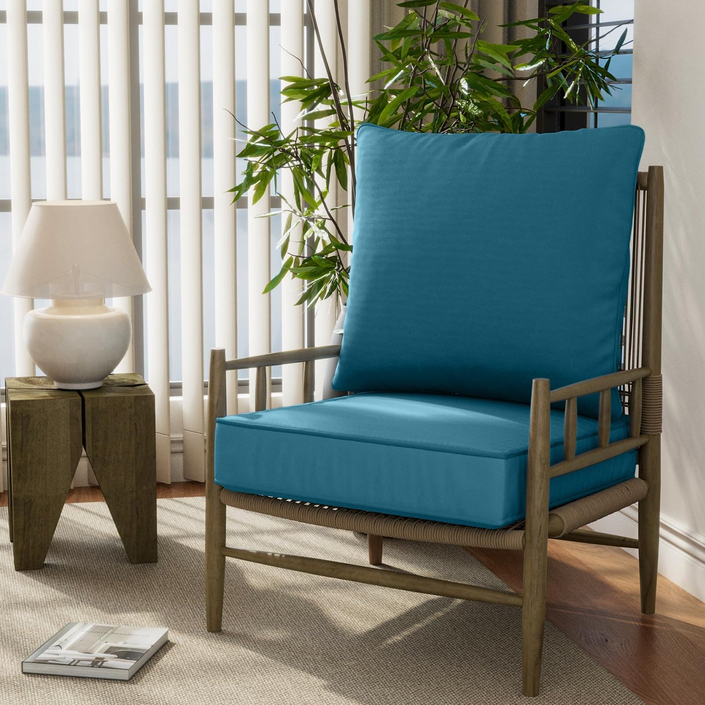 24" x 24" x 6" Outdoor Deep Seat Cushions Set - 4 Set Waterproof & Fade Resistant Patio Furniture Replacement Cushions, Non-Slip Outdoor Cushions Fit Loveseats, Couches, Chairs, and Sofas.
