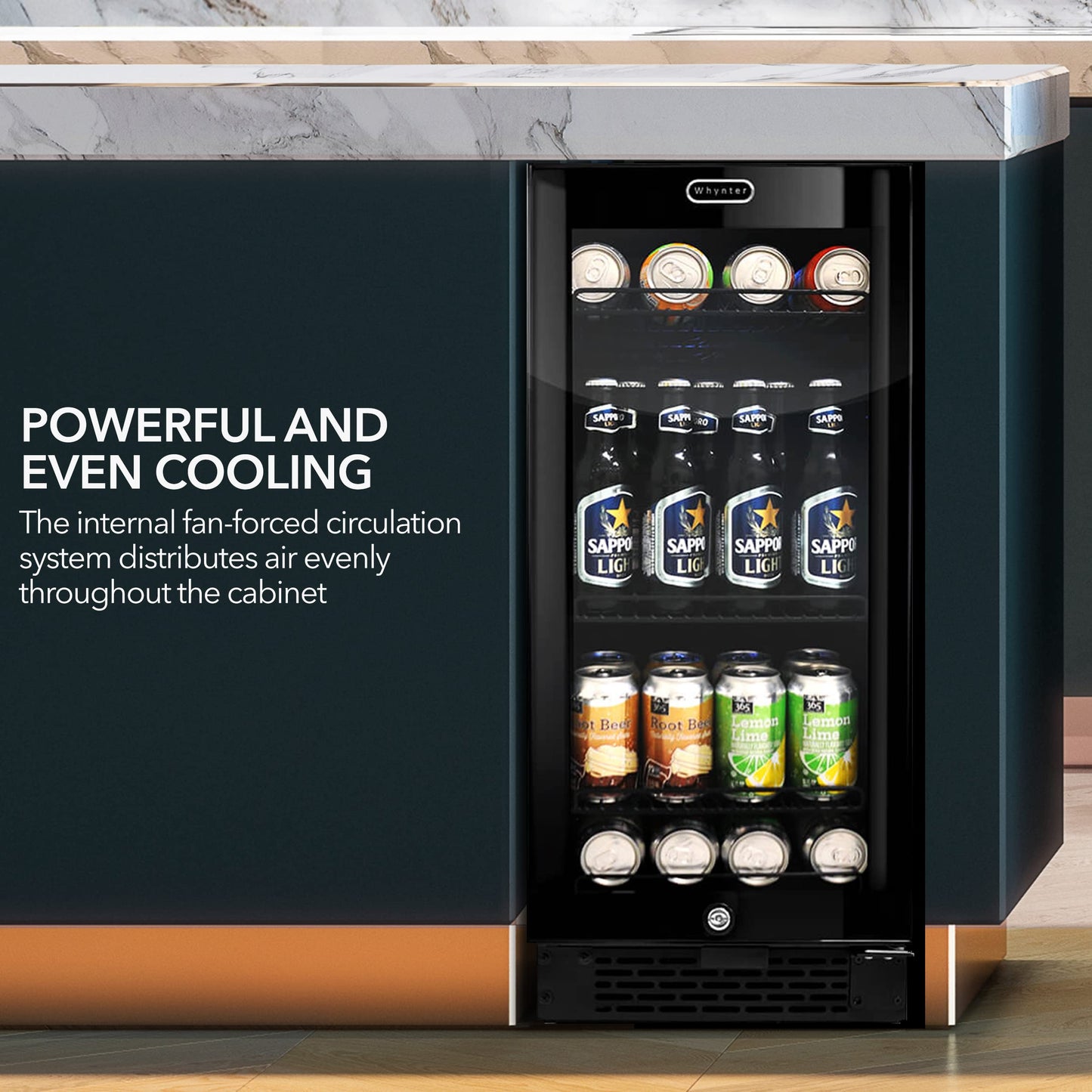 Whynter BBR-801BG Built Beverage Refrigerator and Cooler Mini Fridge with Glass Door with Lock, 3.0 Cubic Feet, Black, 100