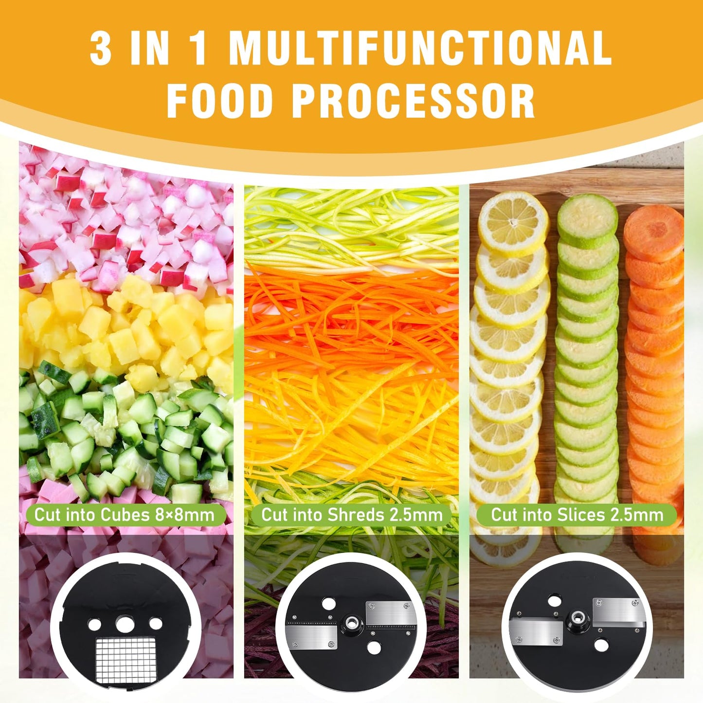 3 in 1 Electric Vegetable Slicer and Chopper Multifunctional Food Processor Electric Potato Cutter Automatic Onion Slicer & Shredder For Commercial Home Use