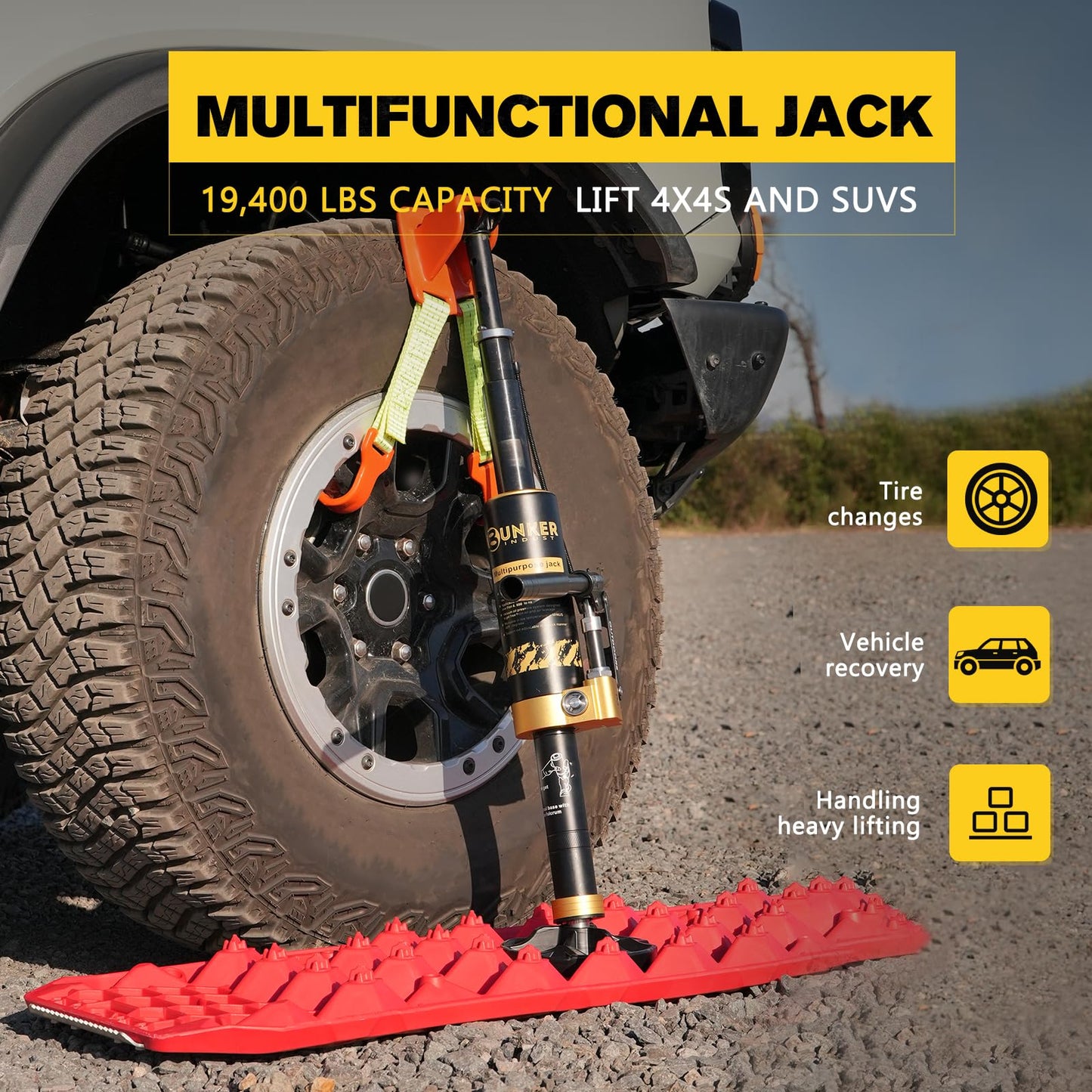 BUNKER INDUST Portable Hydraulic Recovery Jack with Lift Mate, 4x4 Off Road Lift Jack for SUV ATV UTV, 19,400 lbs Lifting Capacity