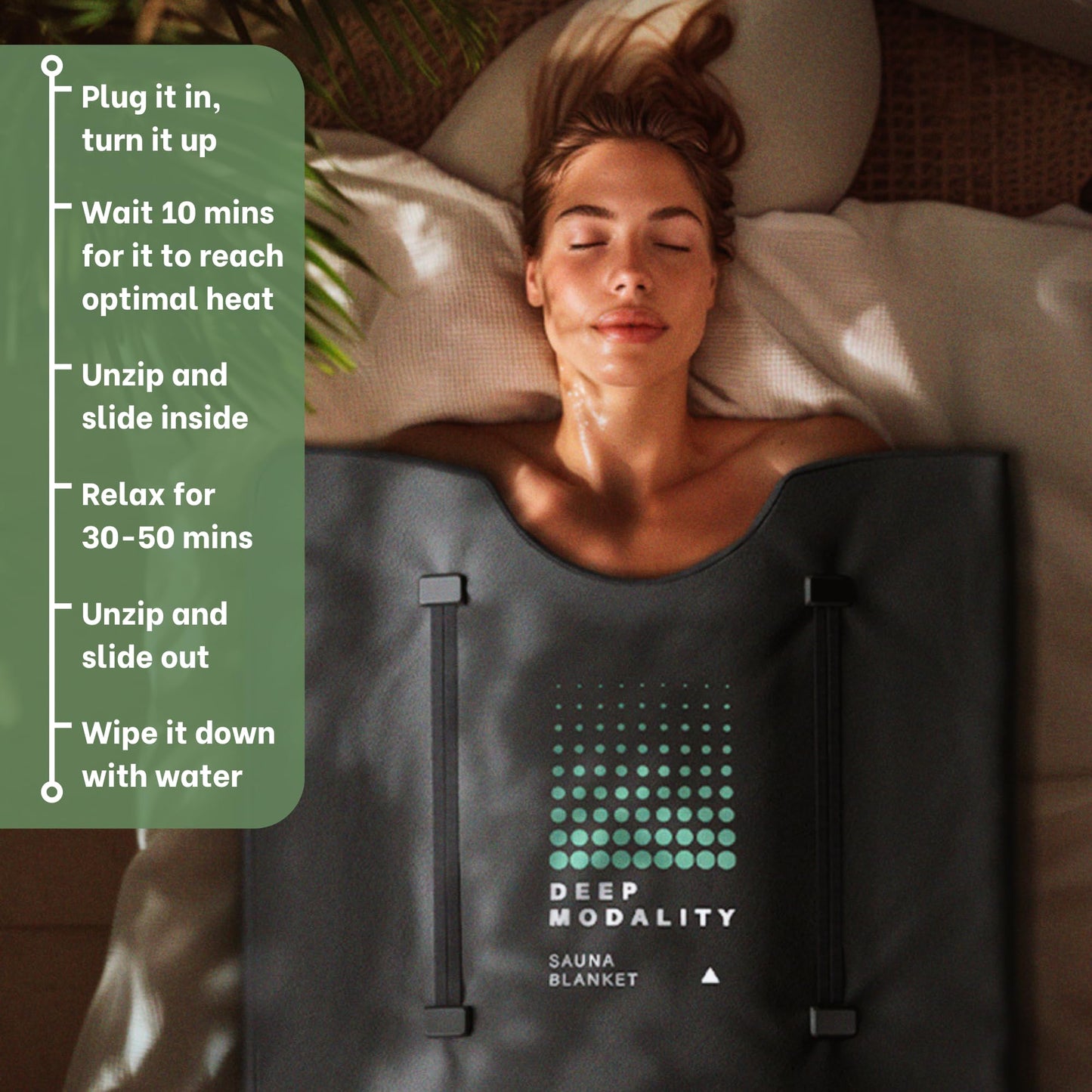 Deep Modality Pro M3 - Infrared Sauna Blanket | Detox, Wellbeing & Recovery | Highest Grade Materials + Jade & Tourmaline for Enhanced Therapy, Adjustable Temp 77-176°F, 6ft x 3ft (Mineral Edition)