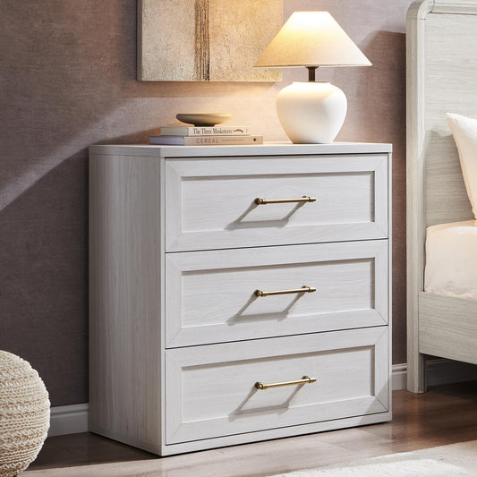ACCOHOHO White Nightstand, 30" Tall Side Table with 3 Drawers, Oversized Extra Large Bedside, Modern Wood End Table, Storage Night Stand for Bedroom, Living Room