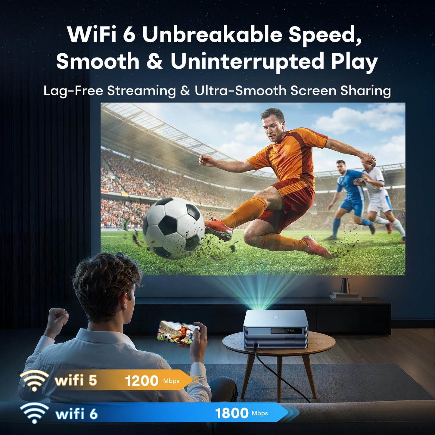 Boldever 3000 ANSI Google TV Smart Projector - 4K Projector with WiFi and Bluetooth, 20W HiFi Speakers Outdoor Movie Proyector, Auto Focus & Keystone Projector for Home Theater Indoor