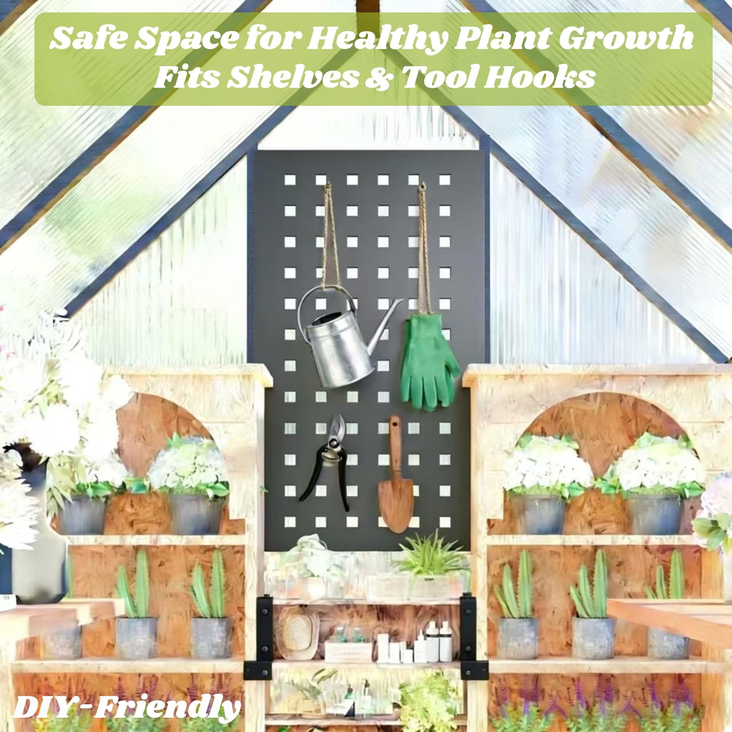 8x8 FT Greenhouse for Outdoors, Polycarbonate Greenhouse with Quick Setup Structure and Roof Vent, Aluminum Large Walk-in Green House for Outside Garden Backyard, Charcoal Black