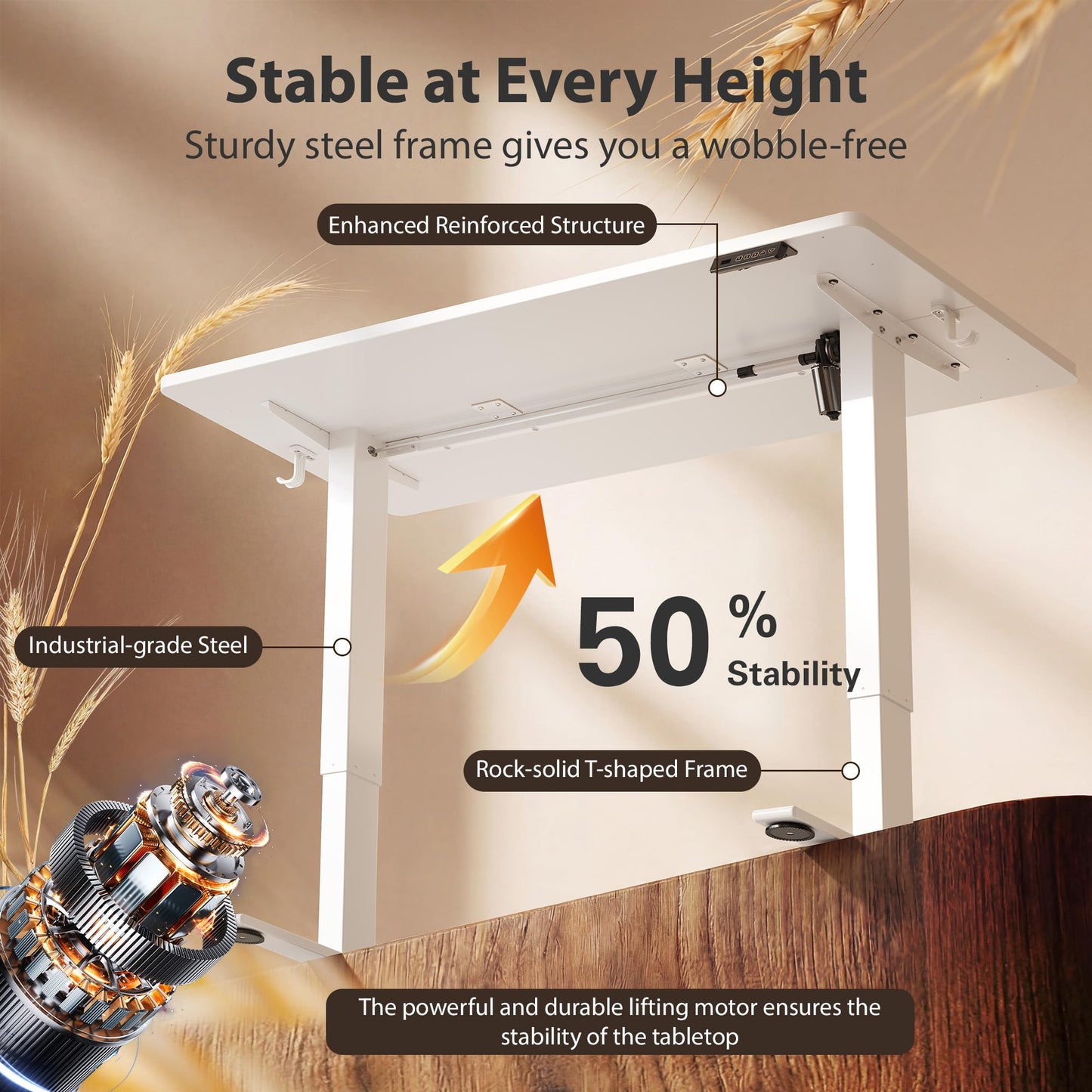 Cubiker Standing Desk, 63x28 Inches Sit Stand Home Office Desk, Electric Stand up Desk, Adjustable Desk with Splice Board, White Frame/White Top