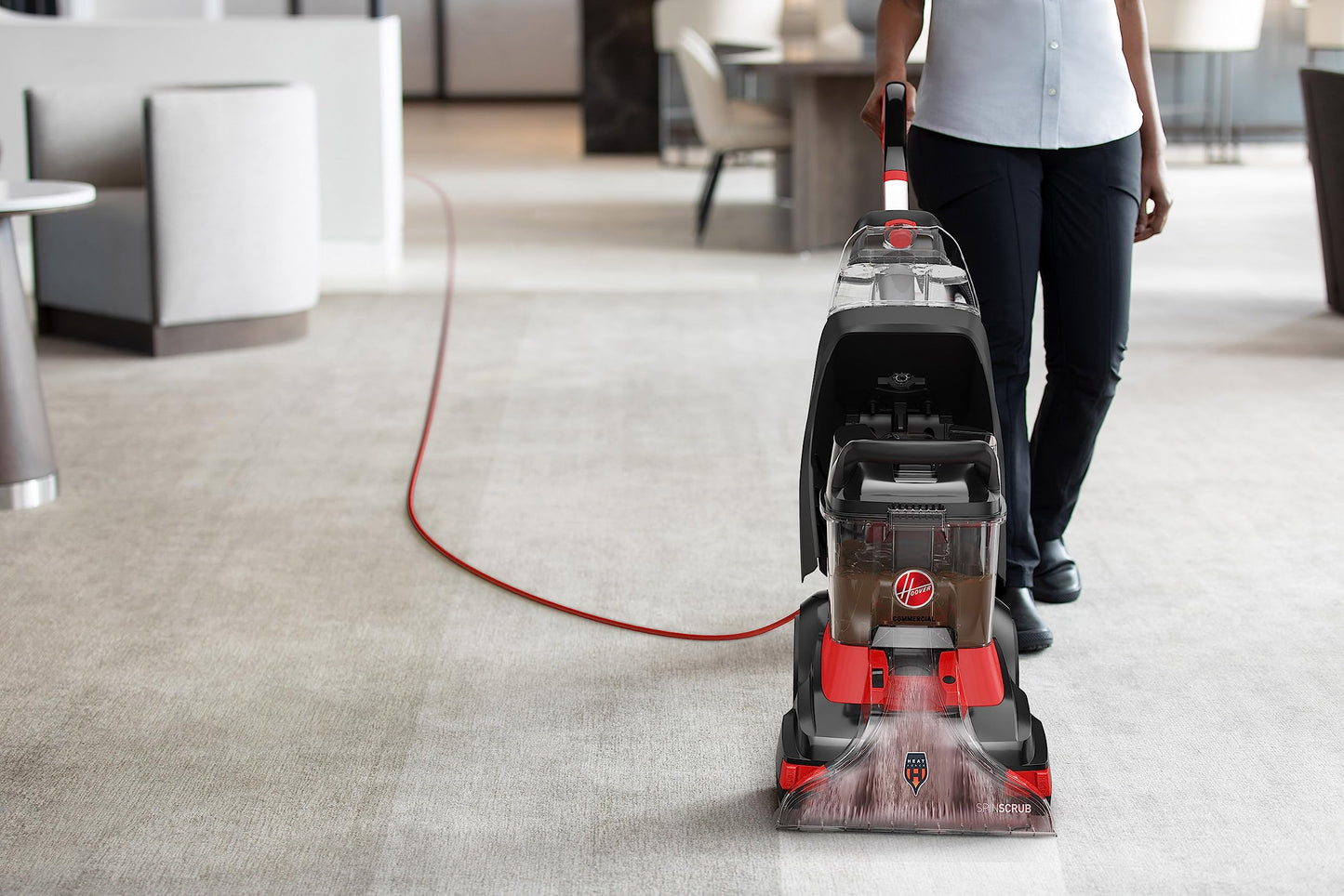 Hoover Commercial PowerScrub XL Spot Extractor, Carpet Cleaner Machine, Upright Shampooer, Commercial Grade Stain Remover, Powerful Deep Cleaner with Heated Drying, CH68000V, Black