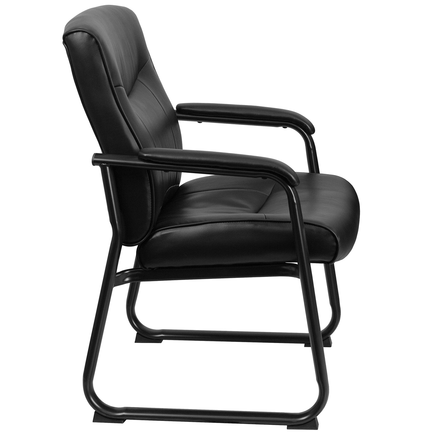 Flash Furniture Hercules Series Big & Tall LeatherSoft Executive Side Reception Chair, Padded Lobby Chair with 500-lb. Static Weight Capacity, Black