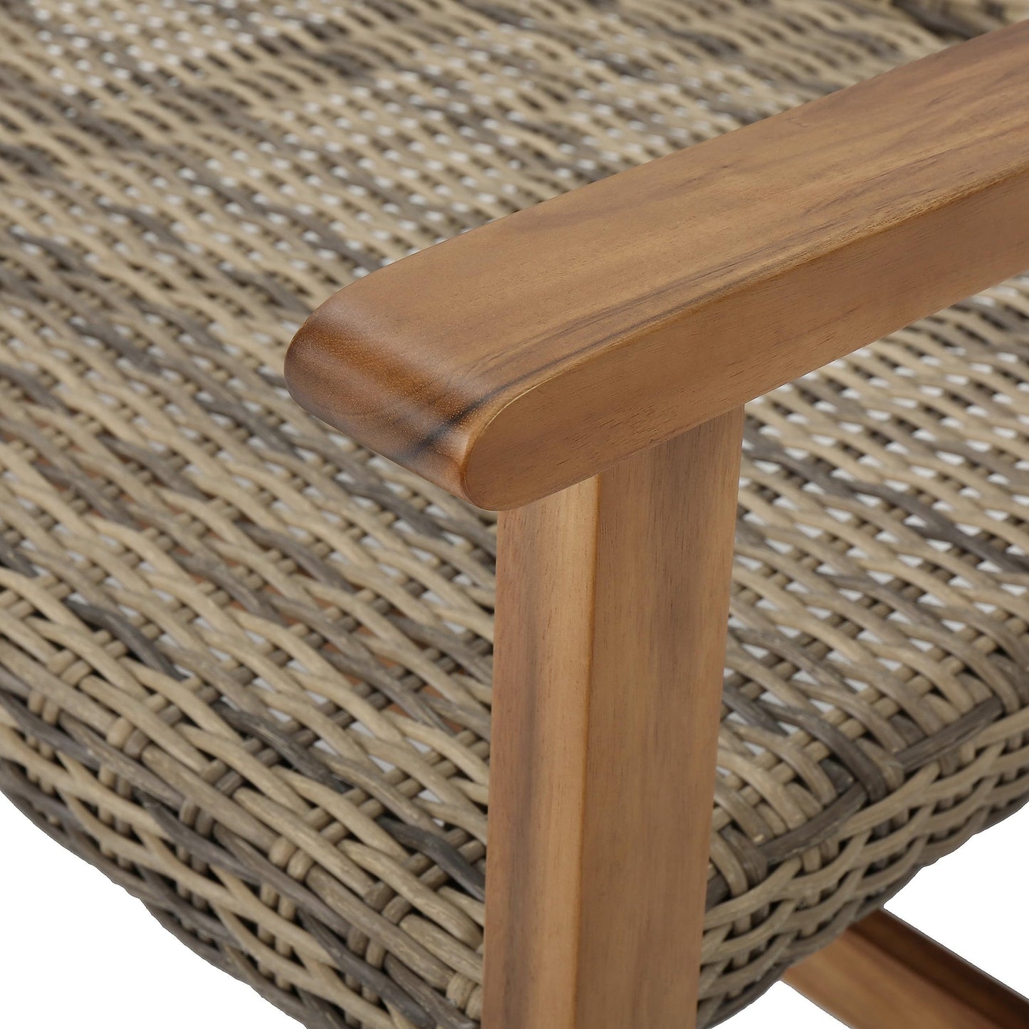 Christopher Knight Home Hamptom Outdoor Acacia Wood and Wicker Conversation Set with Loveseat, Gray