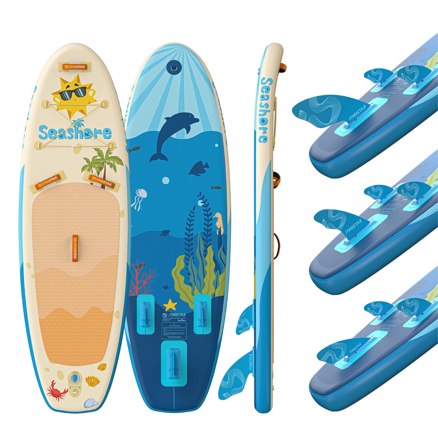 iTAOSTAR K02A 8'×29"×4.7" Inflatable Stand Up Paddle Board for Kids Inflatable Sup Board with 5 Removable Fins