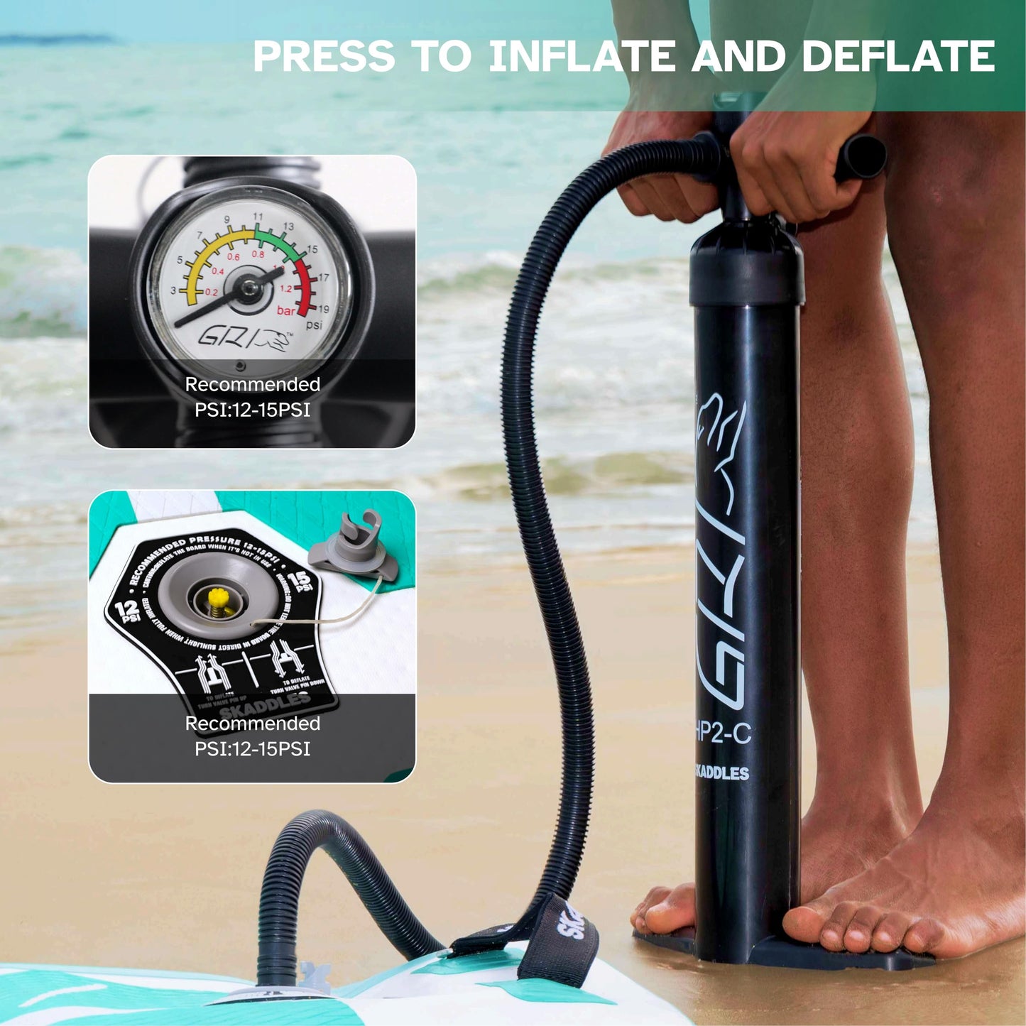 SKADDLES 10’6’’ Inflatable Stand Up Paddle Board (SUP) for Adults and Youth with Non-Slip Deck – Complete Accessories Kit, Perfect for Fishing, Yoga, Fitness & Family Fun (Dark Green Water Ripple)