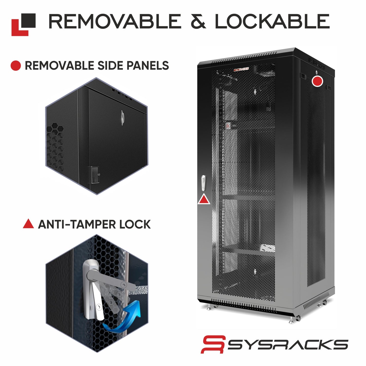 Sysracks 22U Wall Mount Server Rack Cabinet, 19” Enclosed Network & IT Rack, 24” Deep, Locking Mesh Door