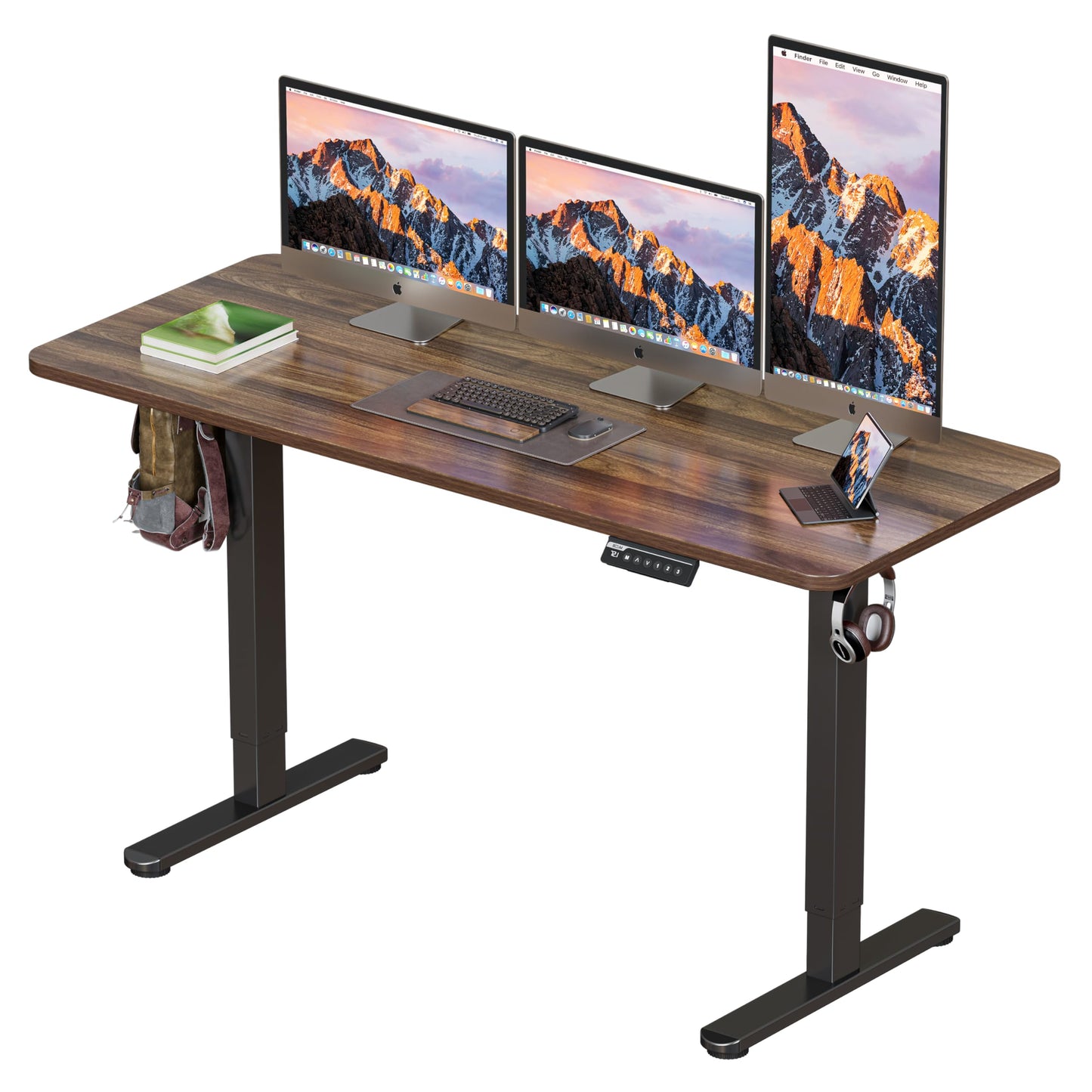 BIZUM Electric Standing Desk 60 x 24 Inch Computer Desk-Gaming Desk Dark Walnut Home Office Desks Height Adjustable Memory Stand Up Computer Workstation