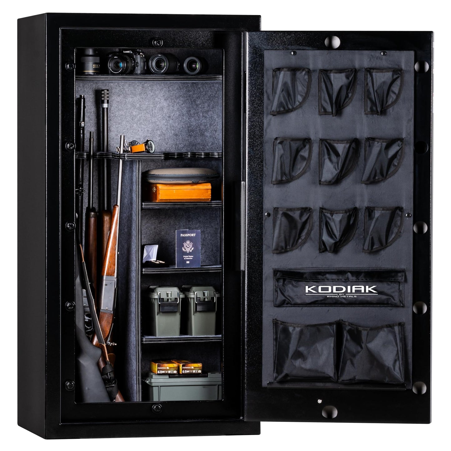 Kodiak Gun Safe for Rifles & Pistols, KBX5629 by Rhino Metals with New SafeX Security System, Safely Stores 42 Long Guns & 9 Handguns, Door Organizer for Handguns & Ammo, 390lbs