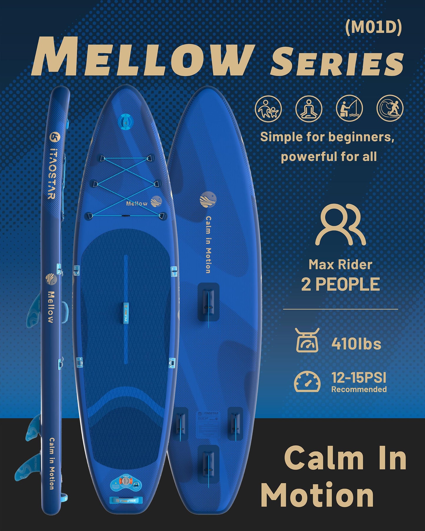iTAOSTAR M01D 11’×33" Stand Up Paddle Board - Premium SUP Board Kit with 5 Fins - Inflatable Paddleboard for Adults & Youth - All Skill Levels - for Lakes, Oceans & Fishing