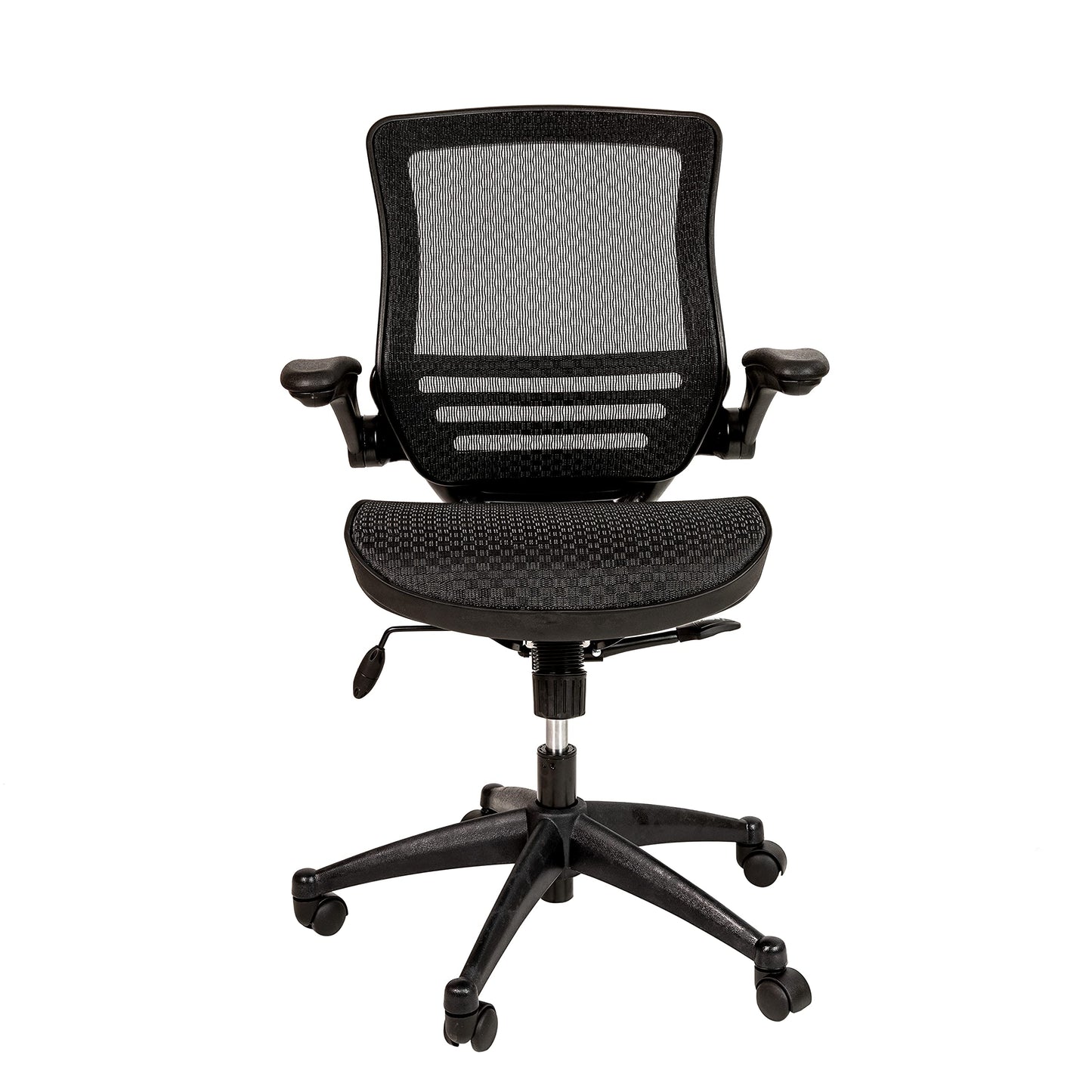 Flash Furniture Warfield Mid-Back Transparent Black Mesh Executive Swivel Office Chair with Black Frame and Flip-Up Arms