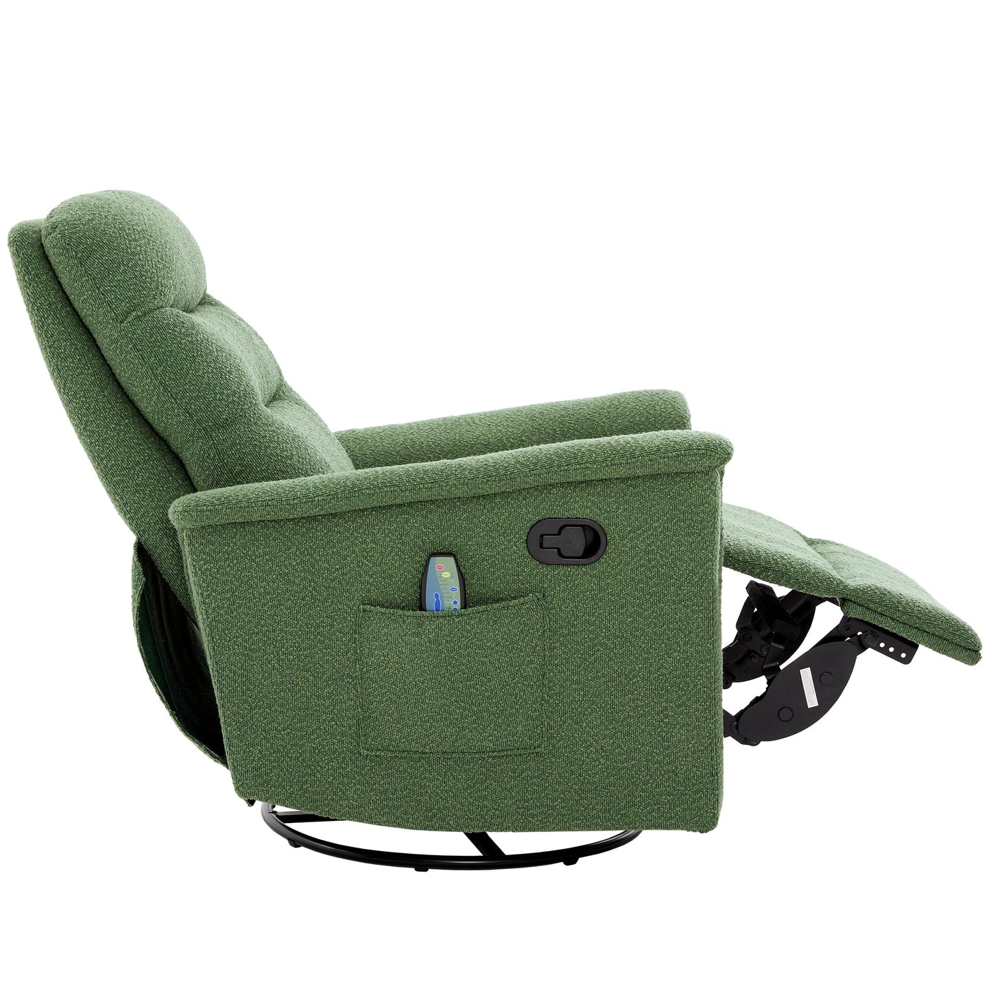 Christopher Knight Home Helen Massage Recliner Chair with 8 Points Function, Boucle Upholstered Recliner Sofa with Two Adjustable Positions, Swivel Massage Chair with a Side Storage Pocket, Green